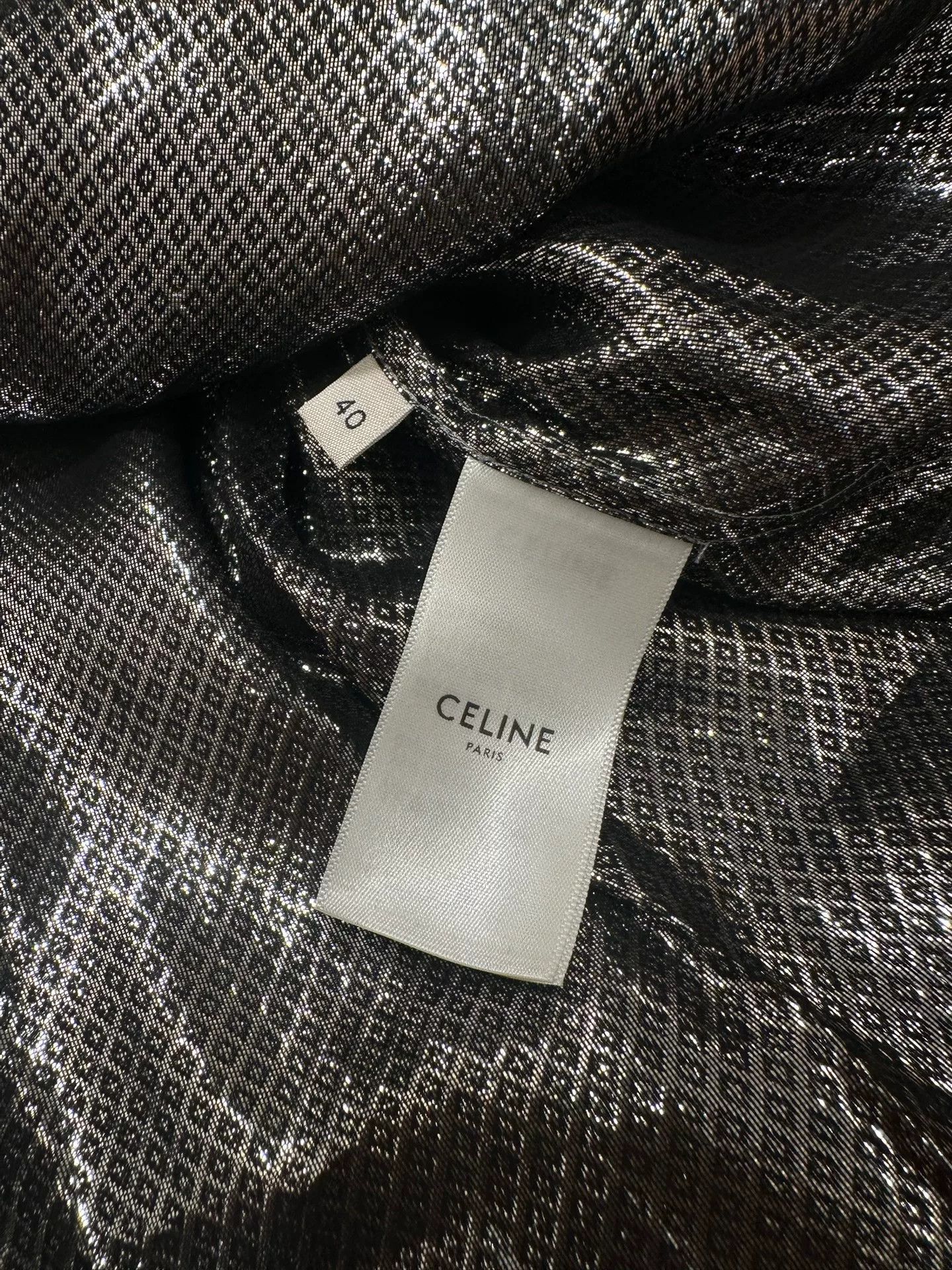Celine Celine Silver Snake Print Silk Shirt Size US XXS / EU 40 - 5 Thumbnail