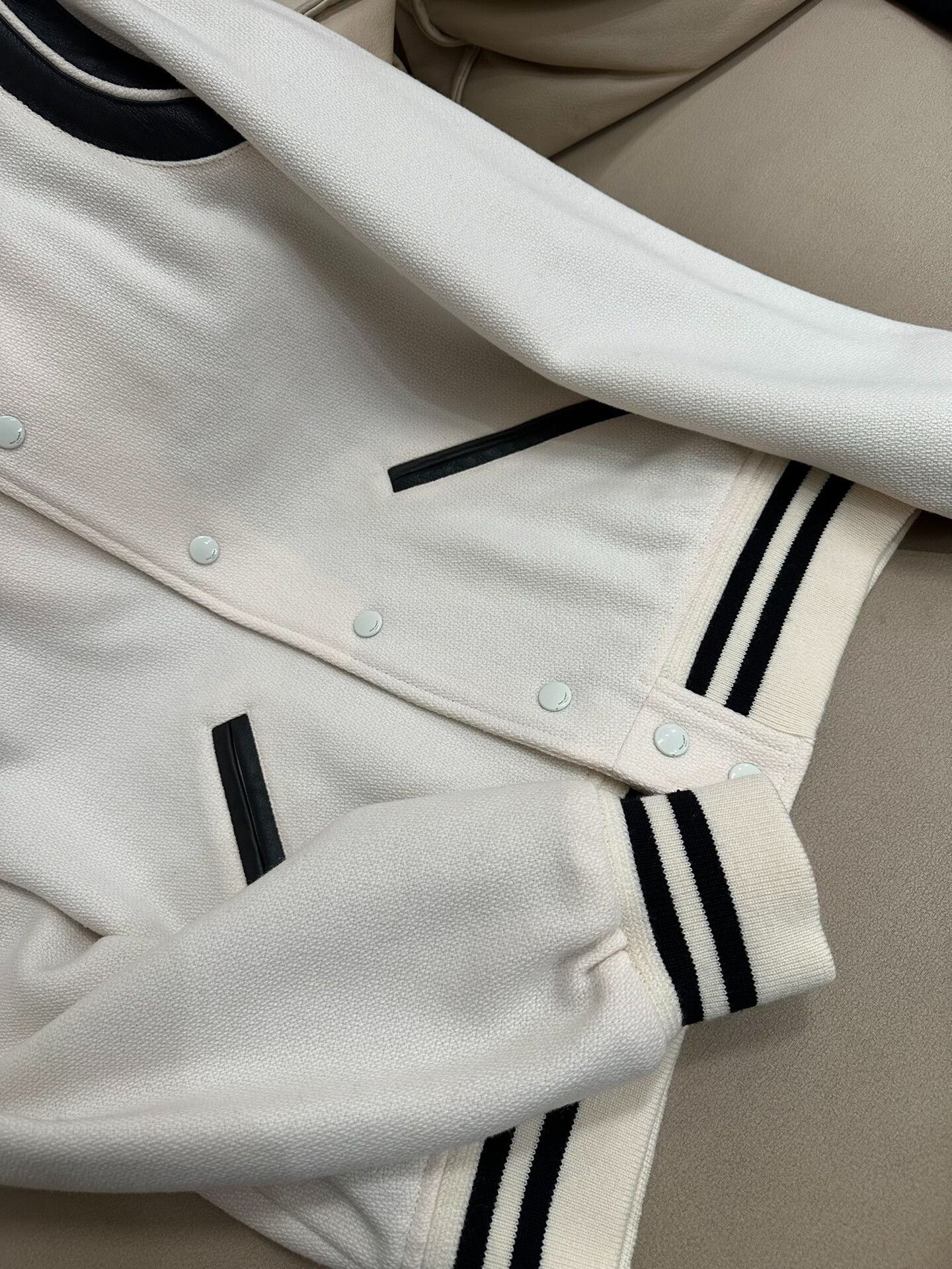 Anthony Vaccarello Saint Laurent Black and White Baseball Jacket Size US S / EU 44-46 / 1 - 3 Thumbnail