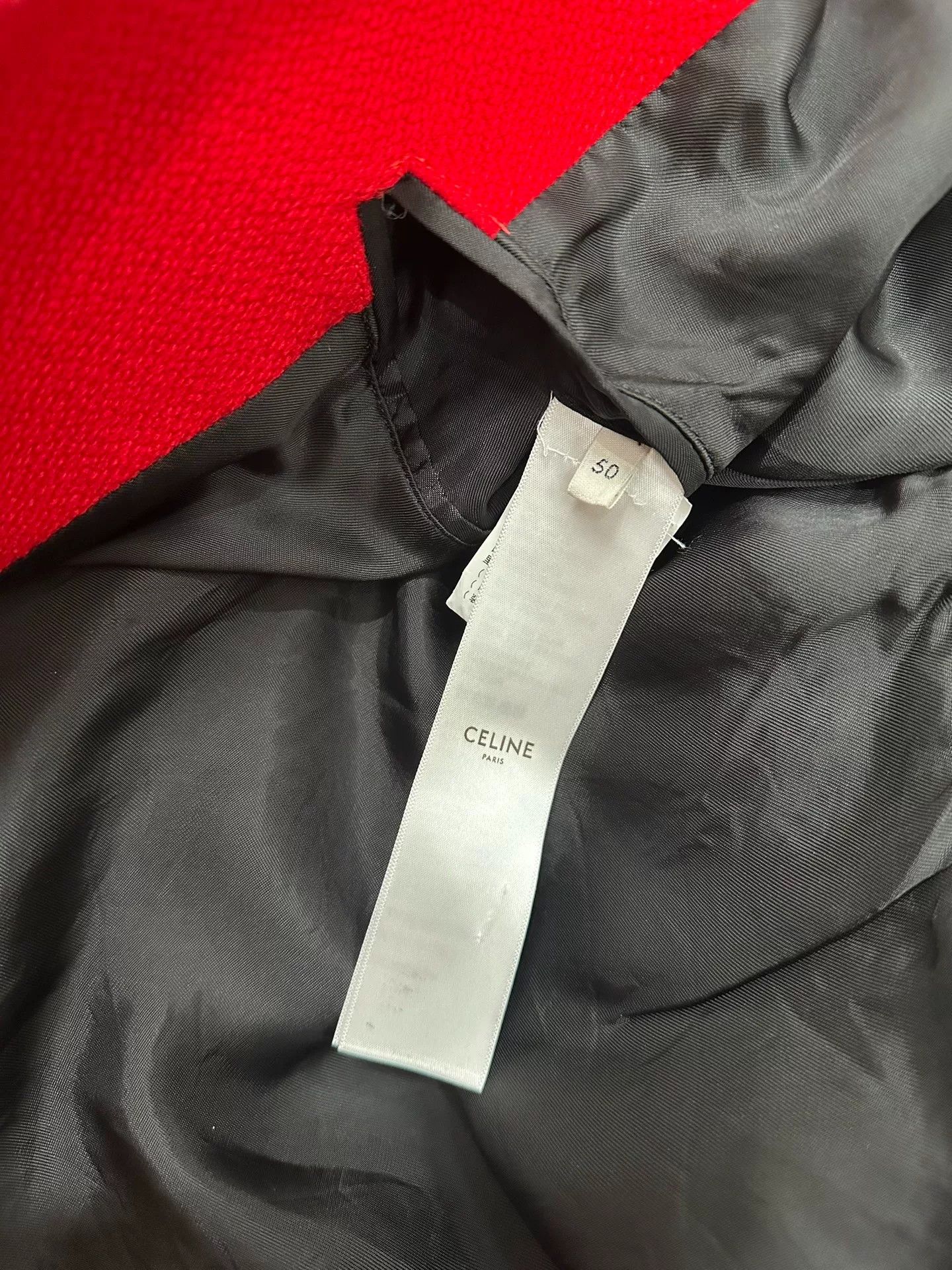 Celine Celine Red Wool Leather Sleeve Bomber Jacket Size US M / EU 48-50 / 2 - 5 Thumbnail