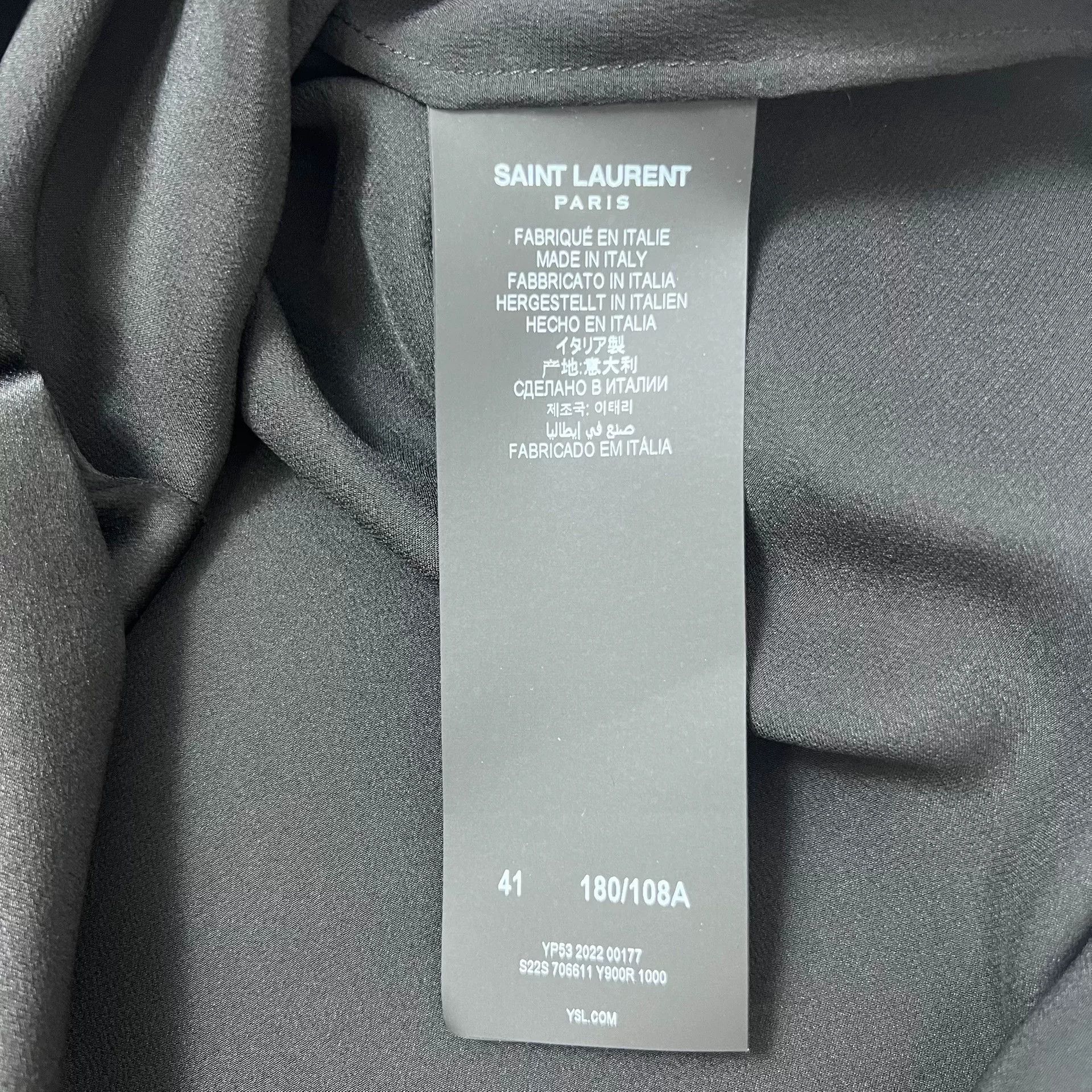 Saint Laurent Paris Saint Laurent Black Silk Asymmetrical Shirt Size US L / EU 52-54 / 3 - 6 Thumbnail
