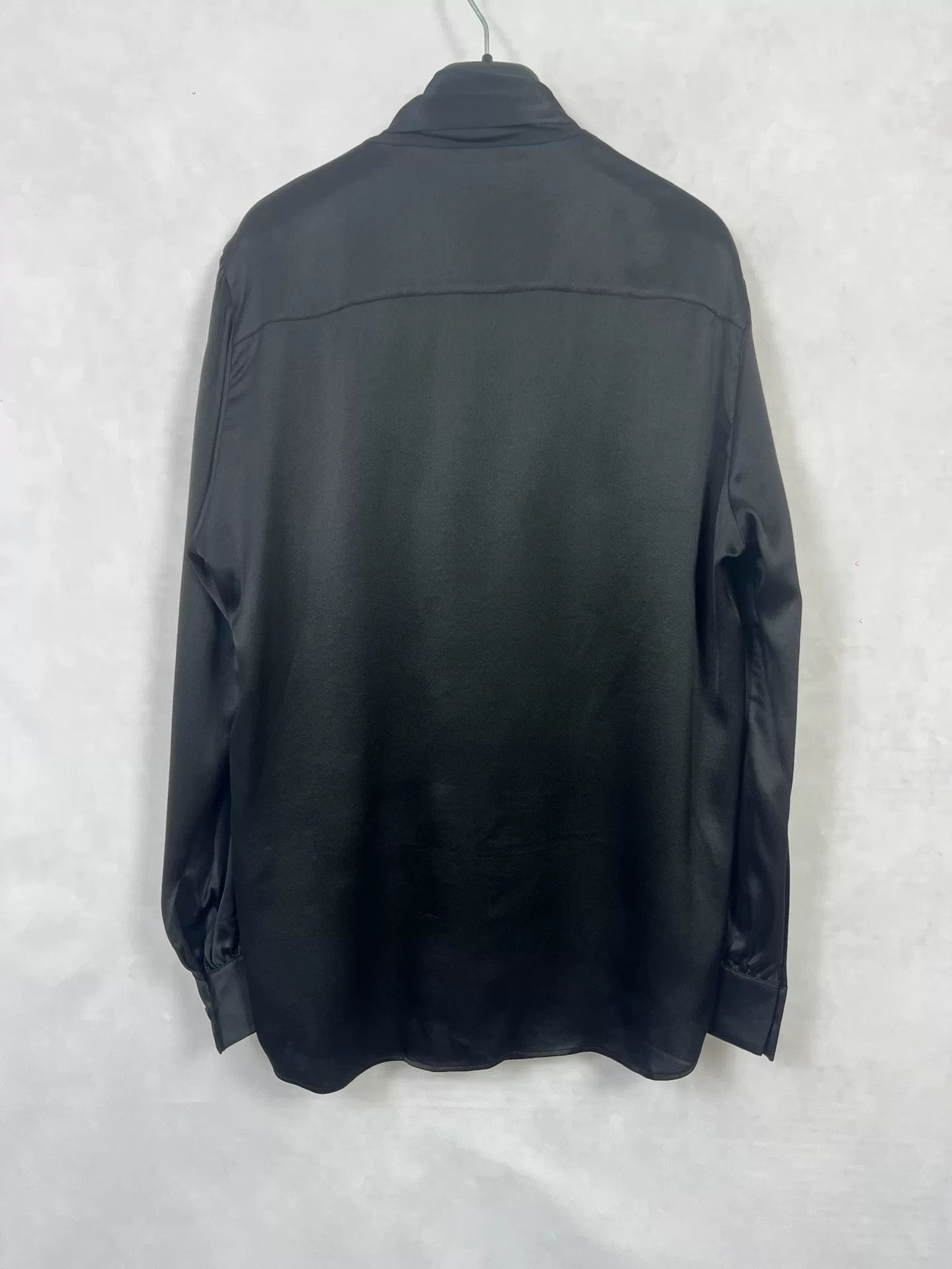 Saint Laurent Paris Saint Laurent Black Silk Asymmetrical Shirt Size US L / EU 52-54 / 3 - 2 Thumbnail