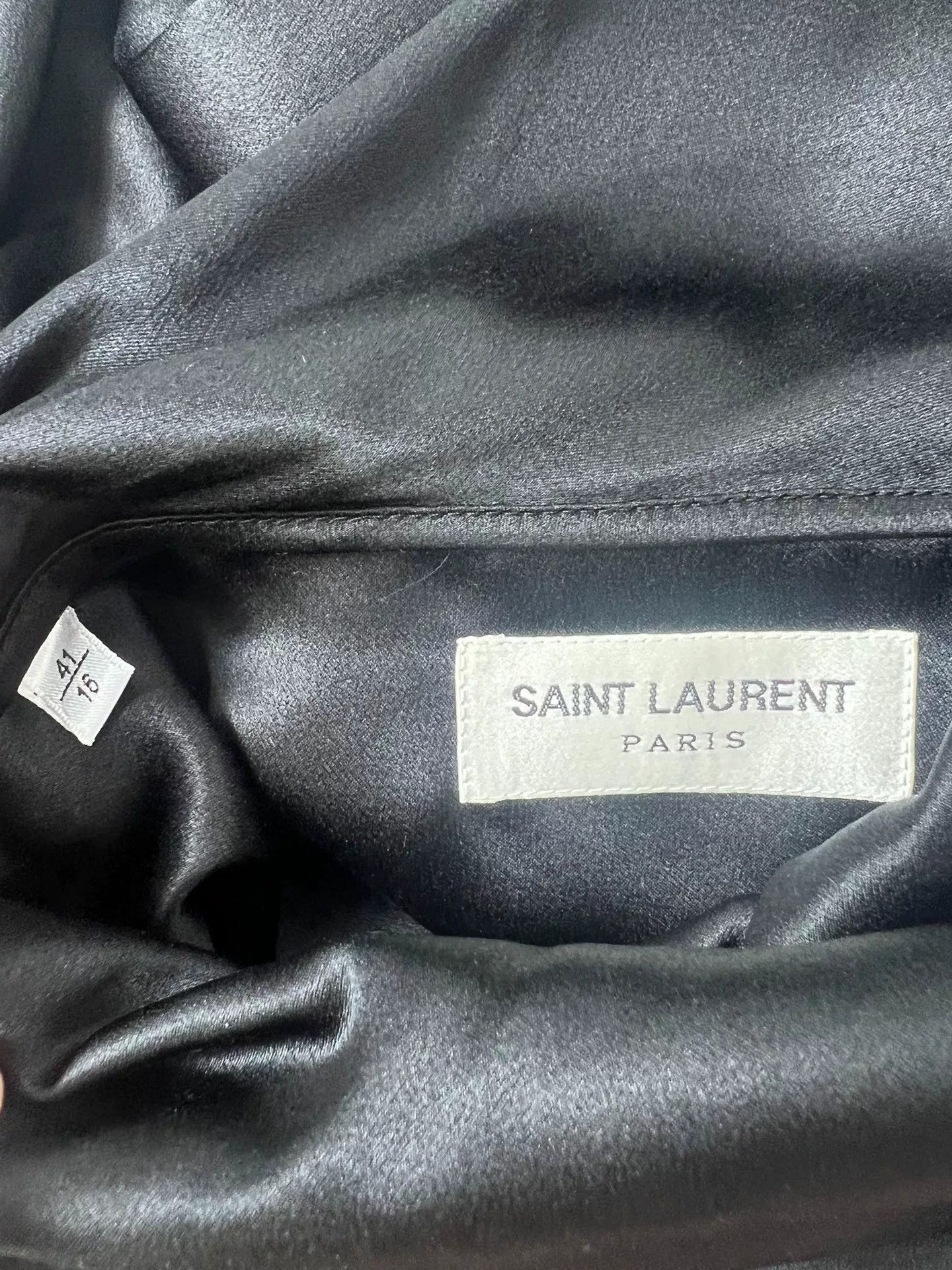 Saint Laurent Paris Saint Laurent Black Silk Asymmetrical Shirt Size US L / EU 52-54 / 3 - 5 Thumbnail