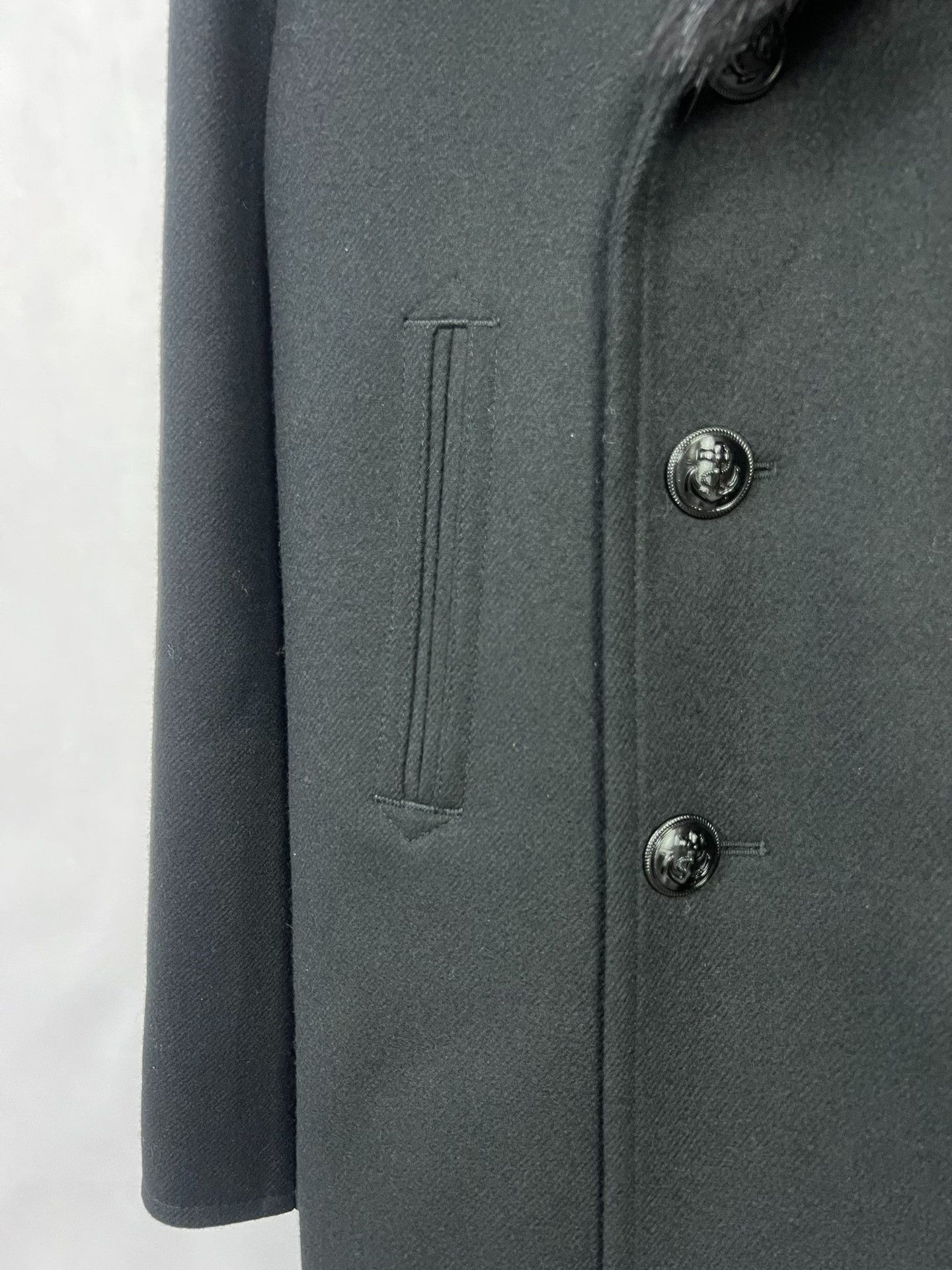 Saint Laurent Paris Saint Laurent Black Wool Coat with Fur Collar Size US M / EU 48-50 / 2 - 4 Thumbnail