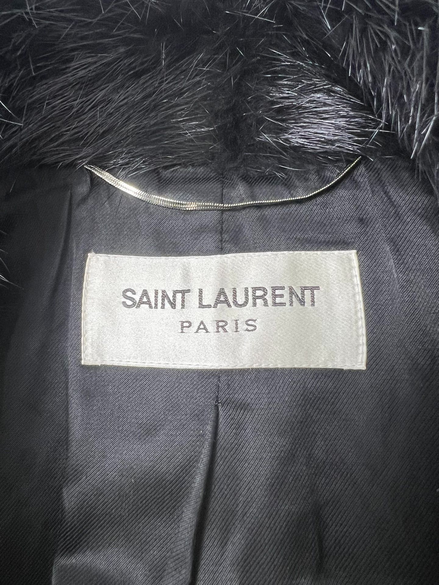 Saint Laurent Paris Saint Laurent Black Wool Coat with Fur Collar Size US M / EU 48-50 / 2 - 5 Thumbnail