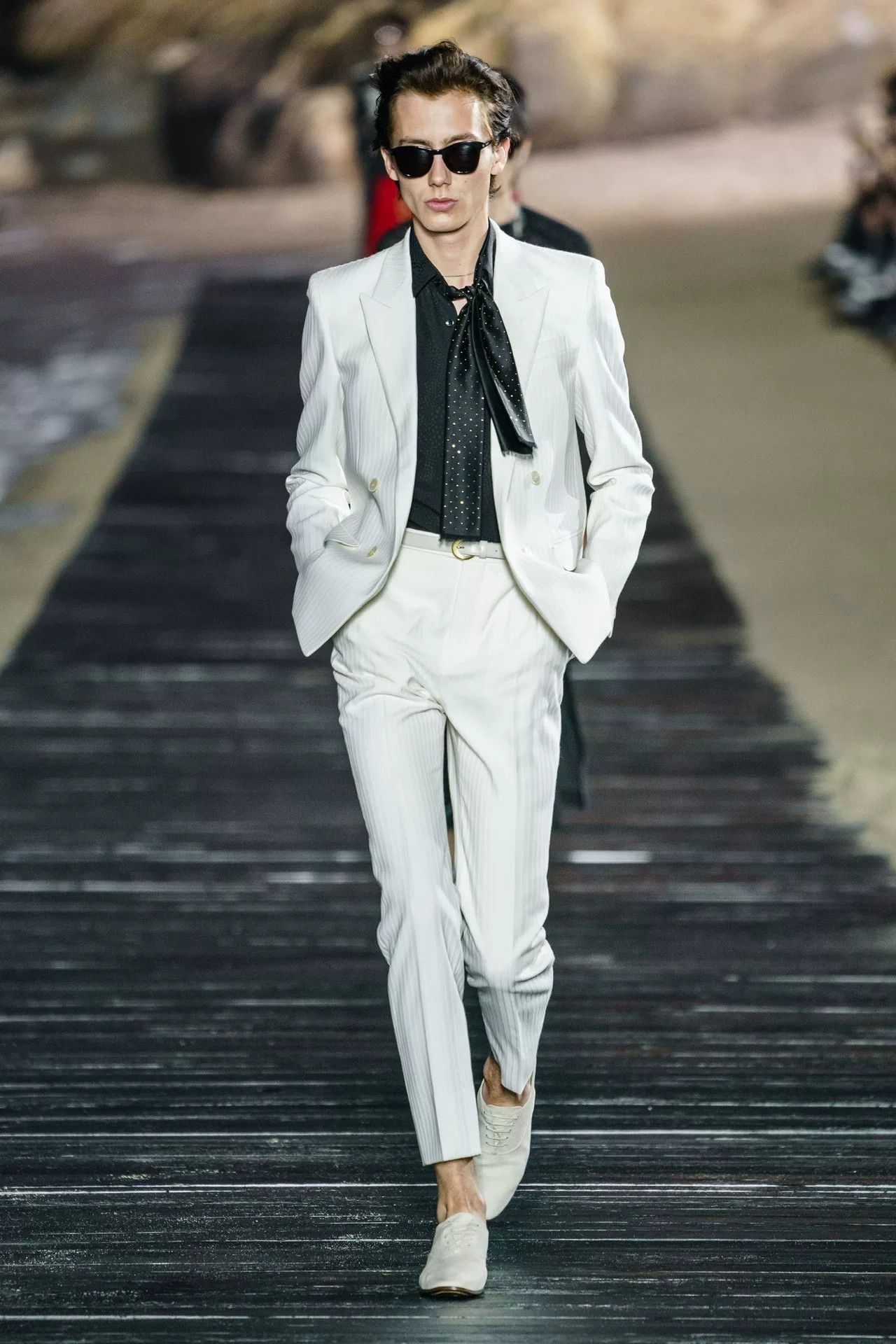 Saint Laurent Paris Saint Laurent Beige Striped Suit Set Size US M / EU 48-50 / 2 - 9 Thumbnail