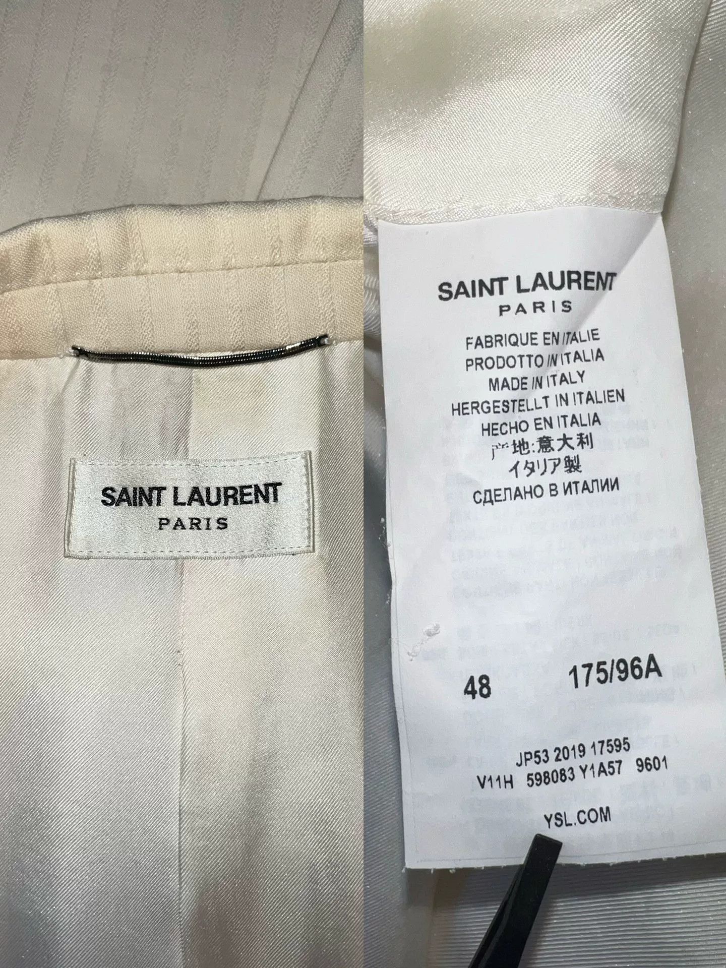 Saint Laurent Paris Saint Laurent Beige Striped Suit Set Size US M / EU 48-50 / 2 - 4 Thumbnail