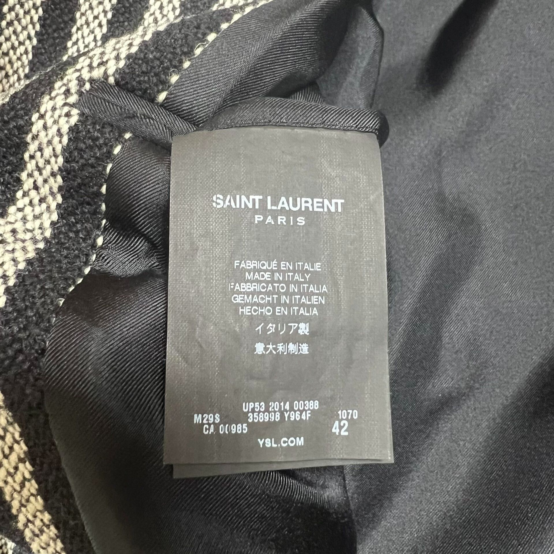 Saint Laurent Paris Saint Laurent Chesterfield Striped Coat Size US XS / EU 42 / 0 - 4 Thumbnail