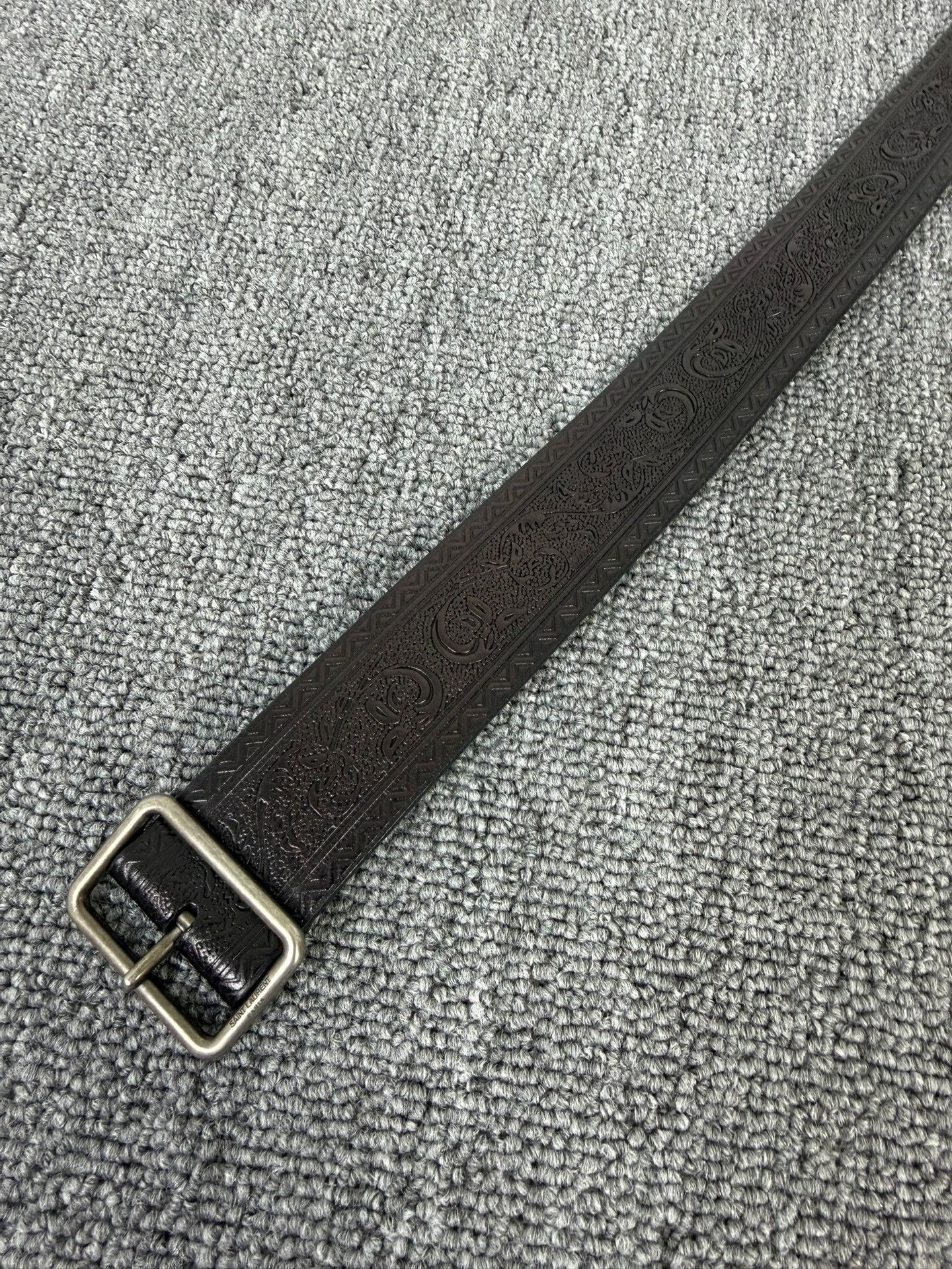 Saint Laurent Paris Saint Laurent Paisley Pattern Leather Belt Size ONE SIZE - 4 Thumbnail