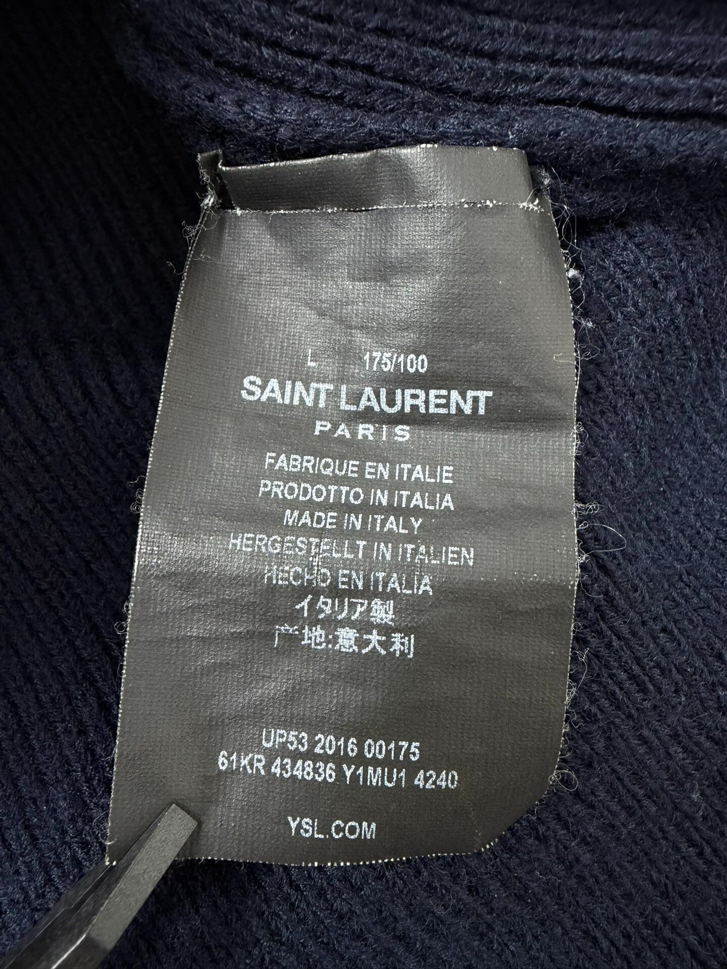 Saint Laurent Paris Saint Laurent Navy Wool Knit Sweater Size US L / EU 52-54 / 3 - 5 Thumbnail