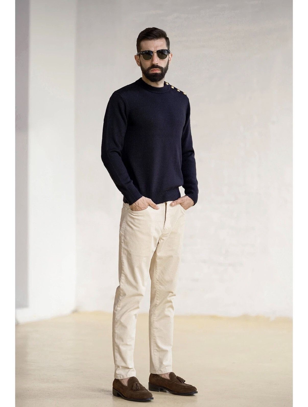 Saint Laurent Paris Saint Laurent Navy Wool Knit Sweater Size US L / EU 52-54 / 3 - 6 Thumbnail