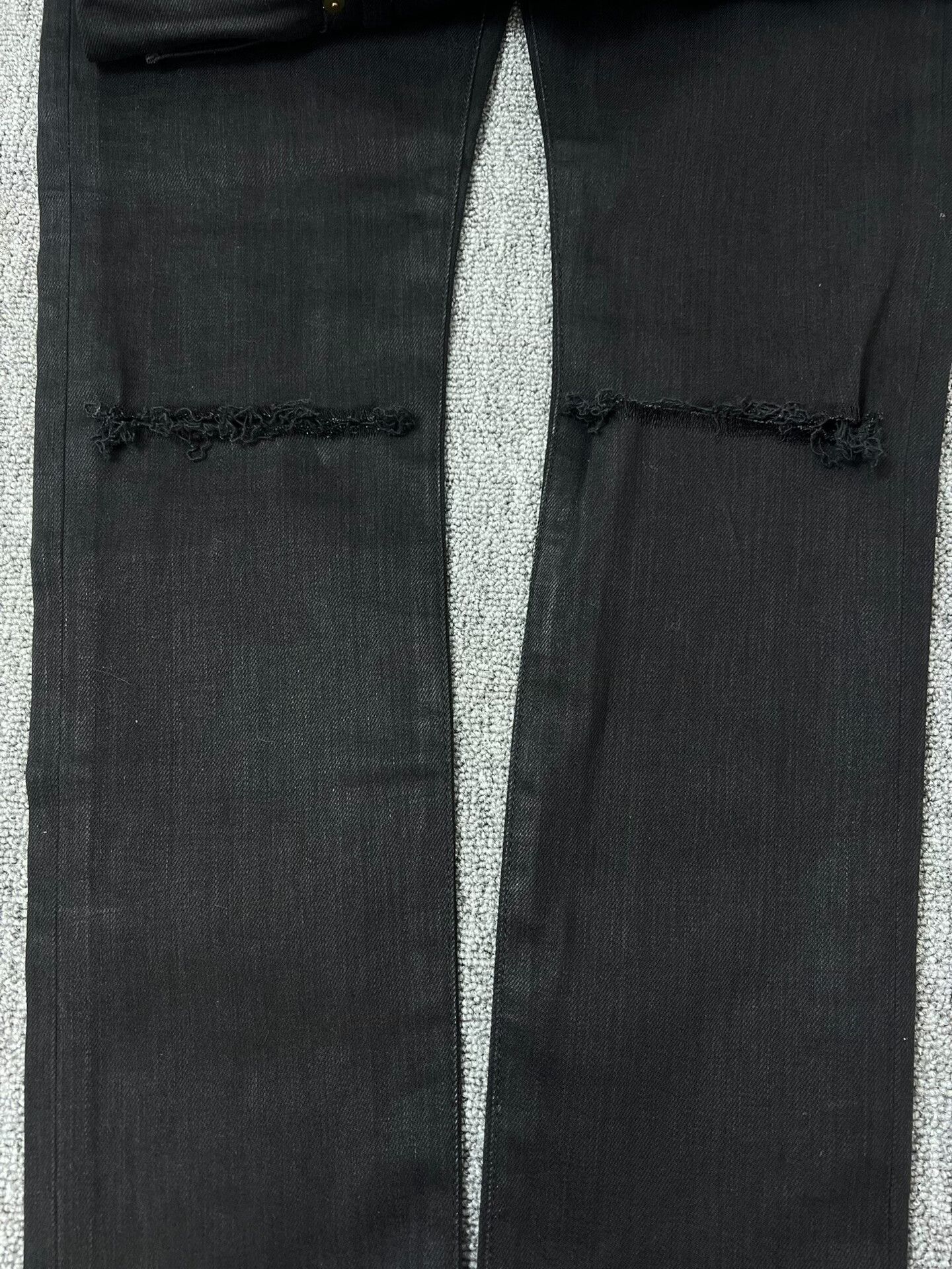 Hedi Slimane Saint Laurent Black Distressed Denim Pants Size US 28 / EU 44 - 4 Thumbnail