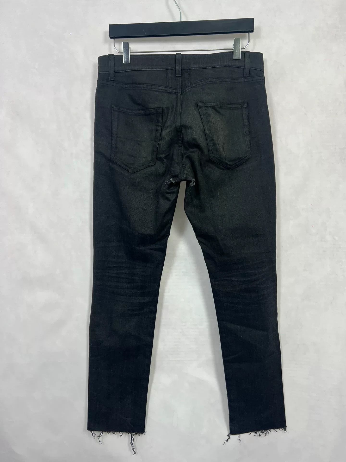 Saint Laurent Paris Saint Laurent Black Fringed Denim Pants Size US 31 - 2 Thumbnail