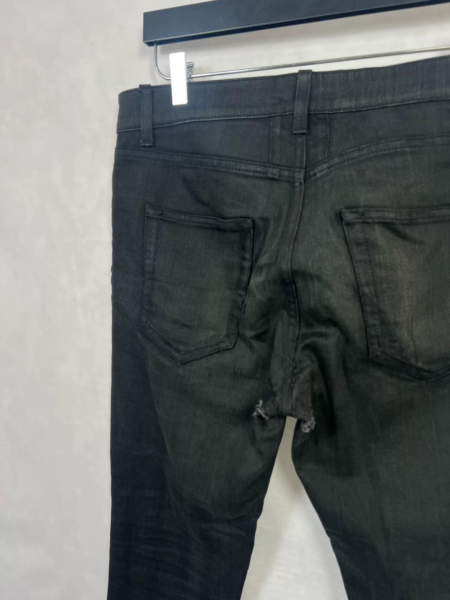 Saint Laurent Paris Saint Laurent Black Fringed Denim Pants Size US 31 - 3 Thumbnail