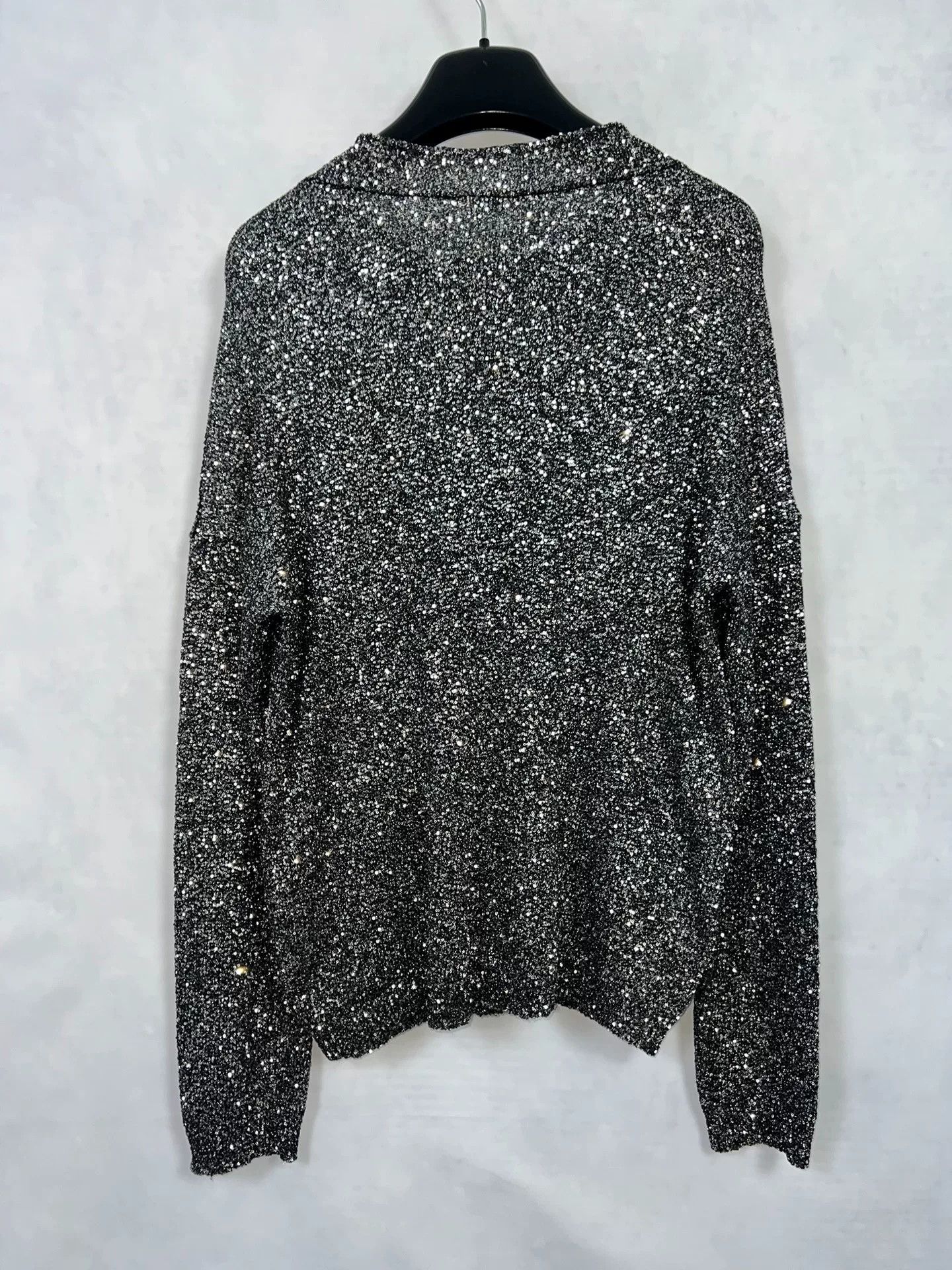 Saint Laurent Silver Sequin Sweater