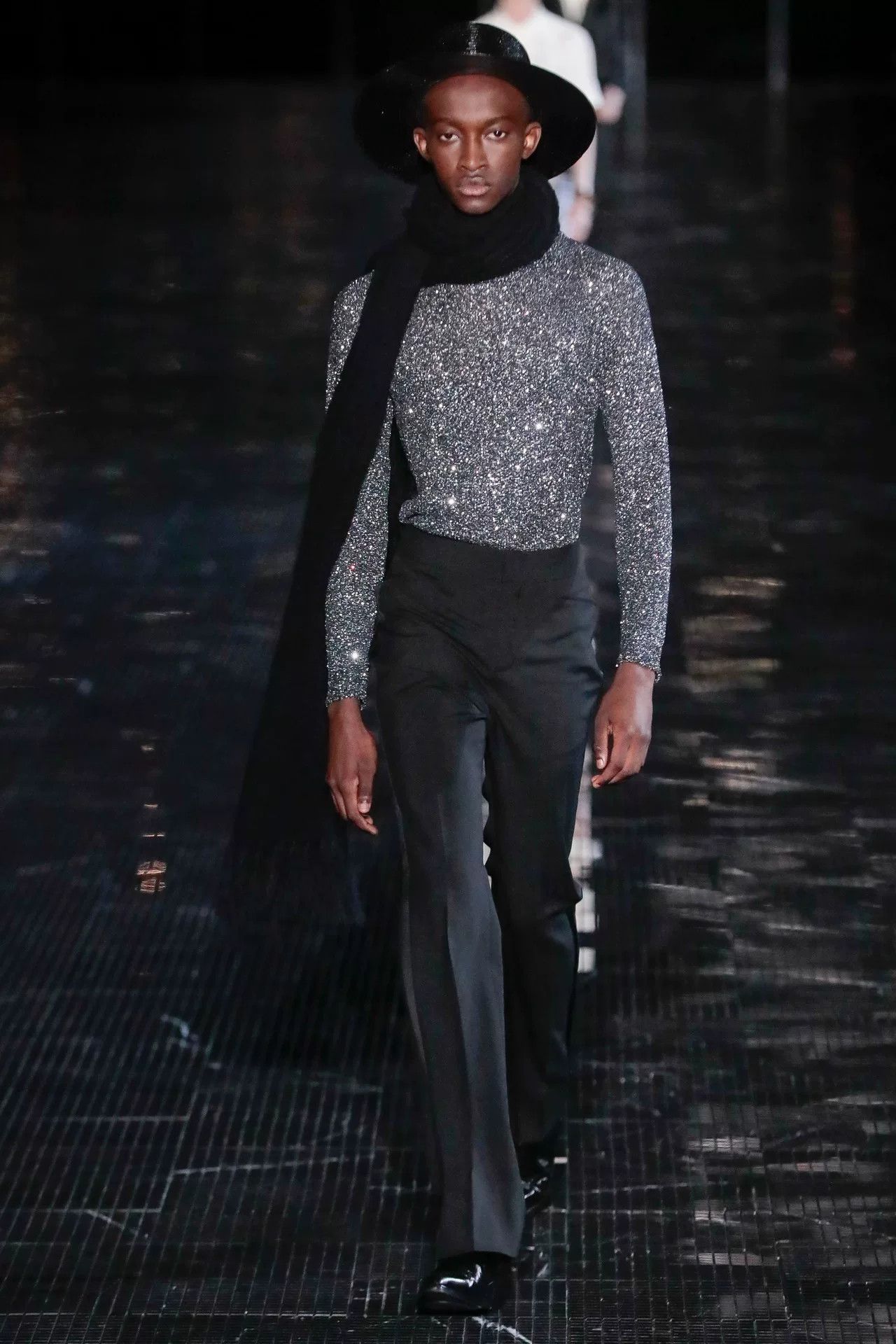 Saint Laurent Silver Sequin Sweater