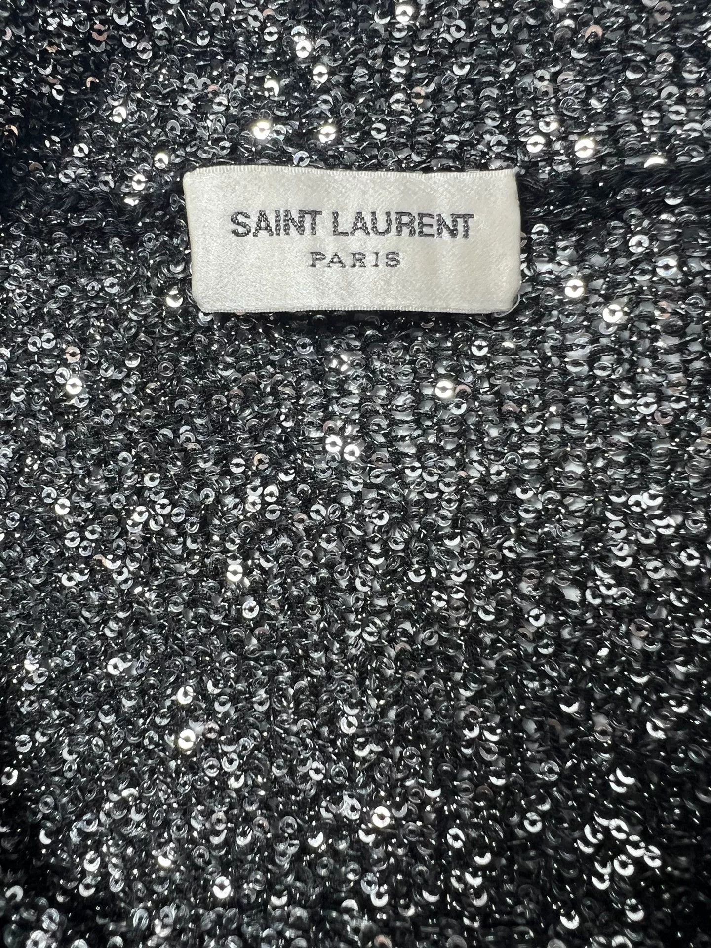 Saint Laurent Silver Sequin Sweater