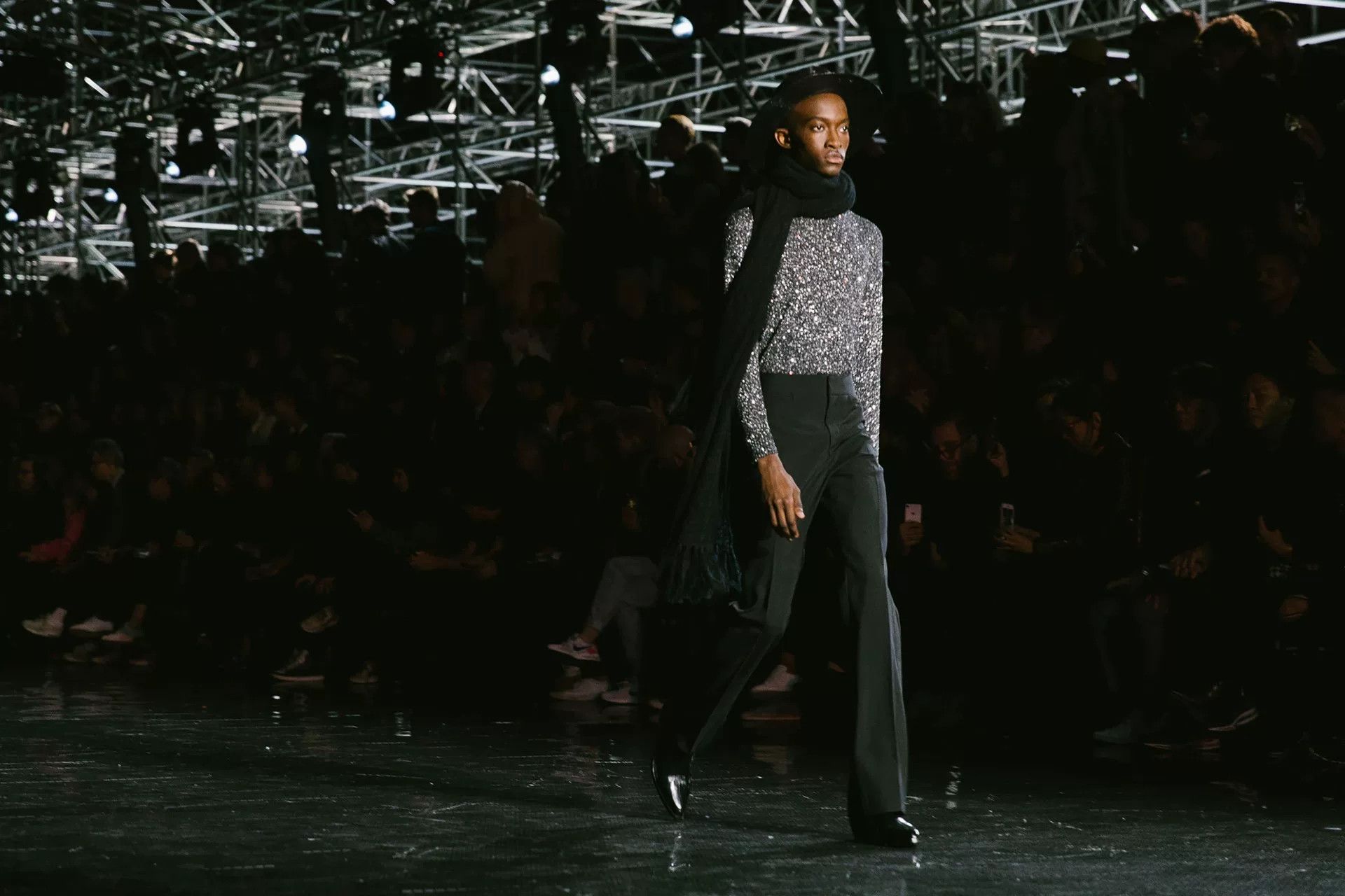 Saint Laurent Silver Sequin Sweater