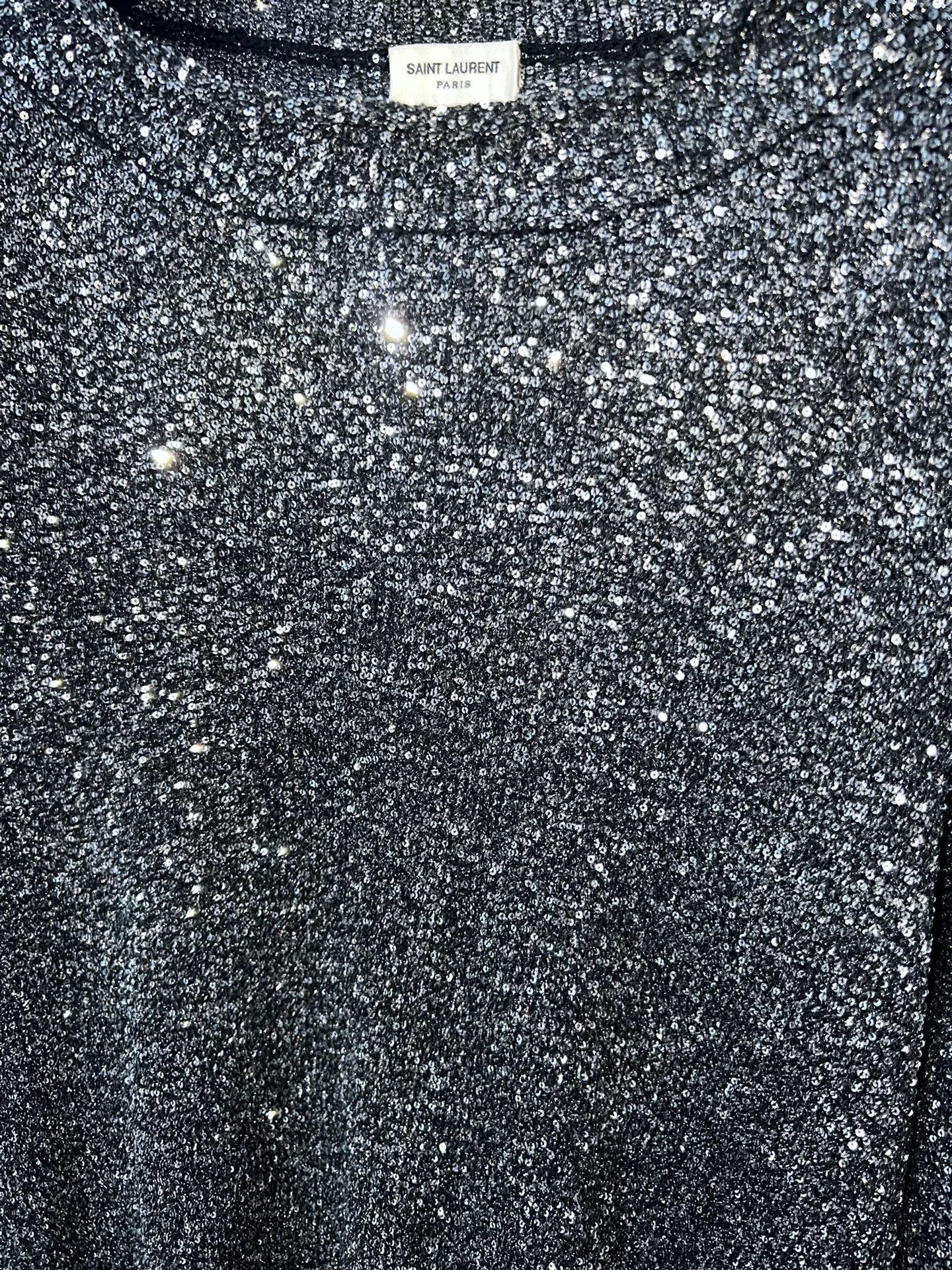 Saint Laurent Silver Sequin Sweater