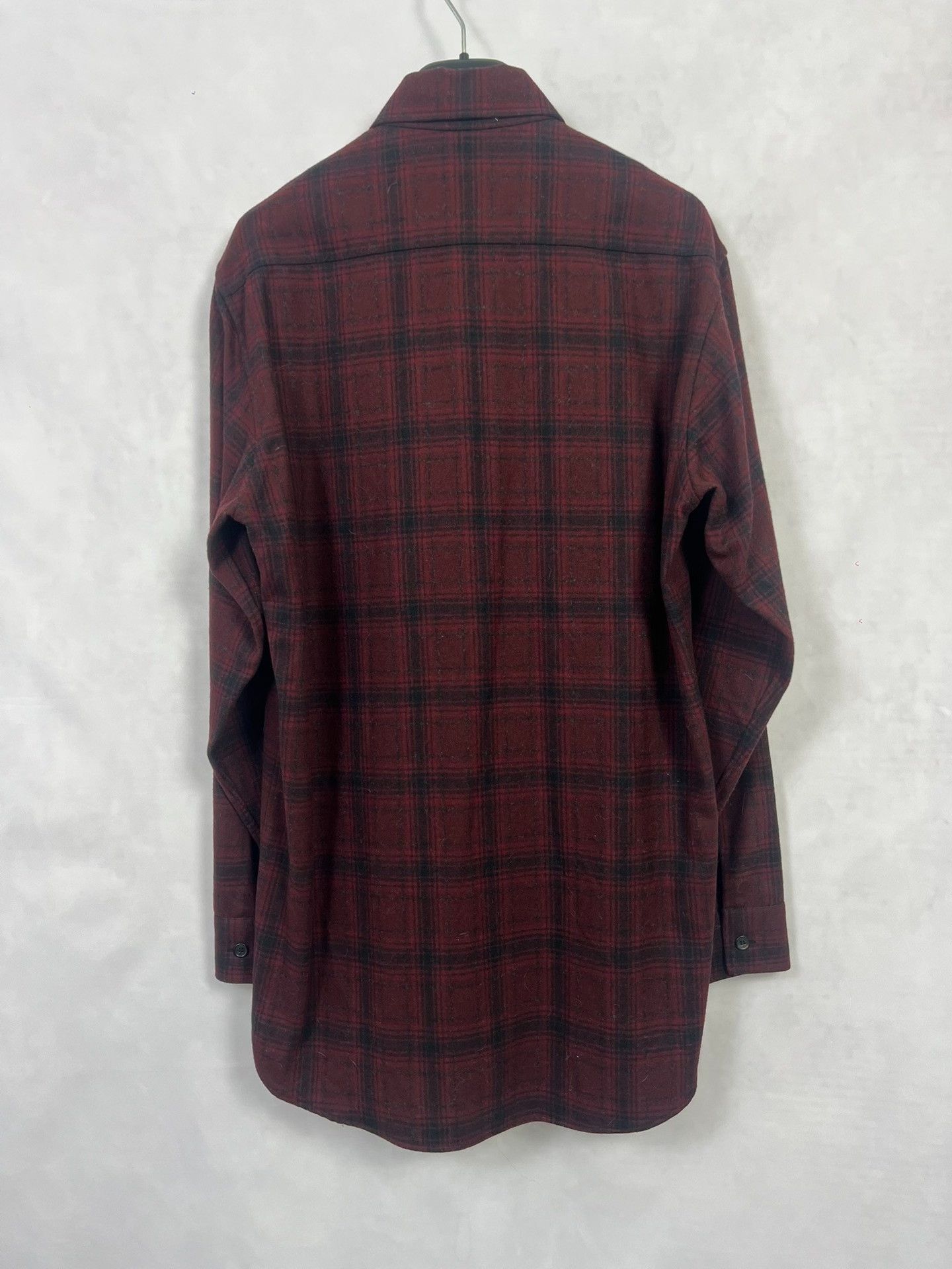 Saint Laurent Paris Saint Laurent Wool Shirt with Burgundy Check Size US M / EU 48-50 / 2 - 2 Thumbnail