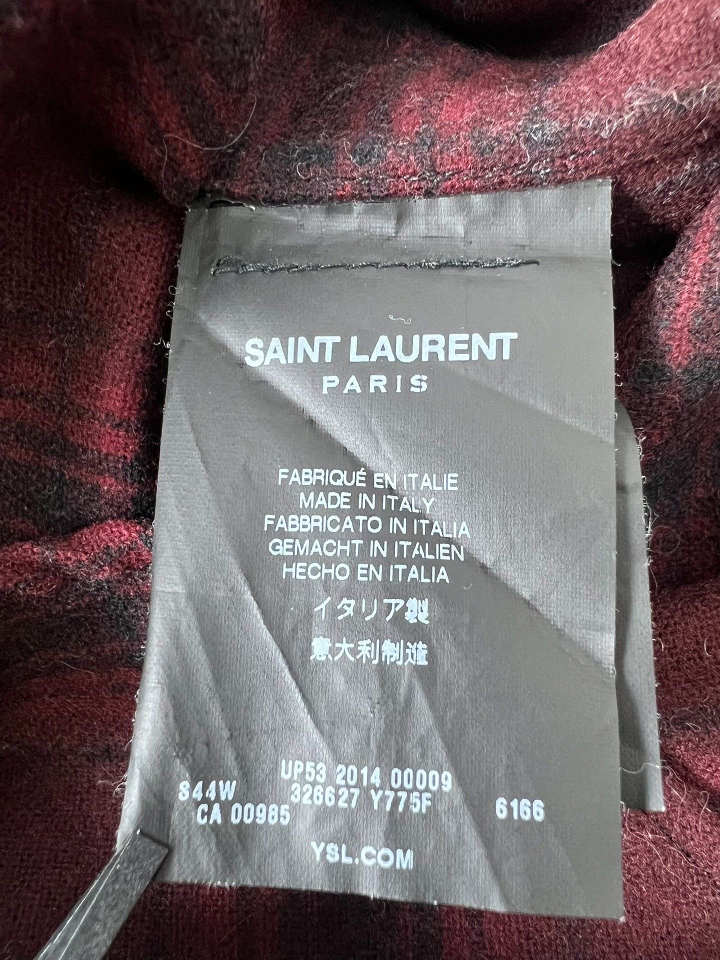 Saint Laurent Paris Saint Laurent Wool Shirt with Burgundy Check Size US M / EU 48-50 / 2 - 5 Thumbnail
