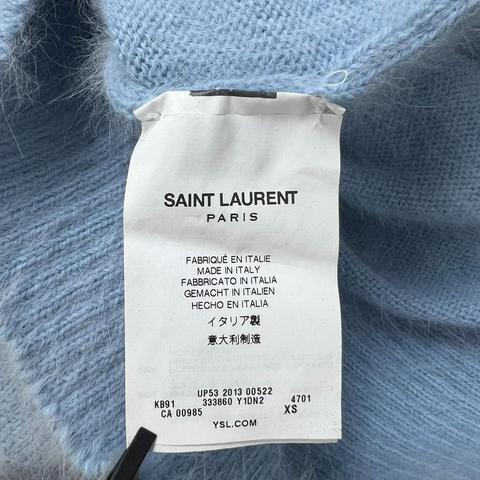 Saint Laurent Paris Saint Laurent Light Blue Knit Cardigan Size XS / US 0-2 / IT 36-38 - 6 Thumbnail
