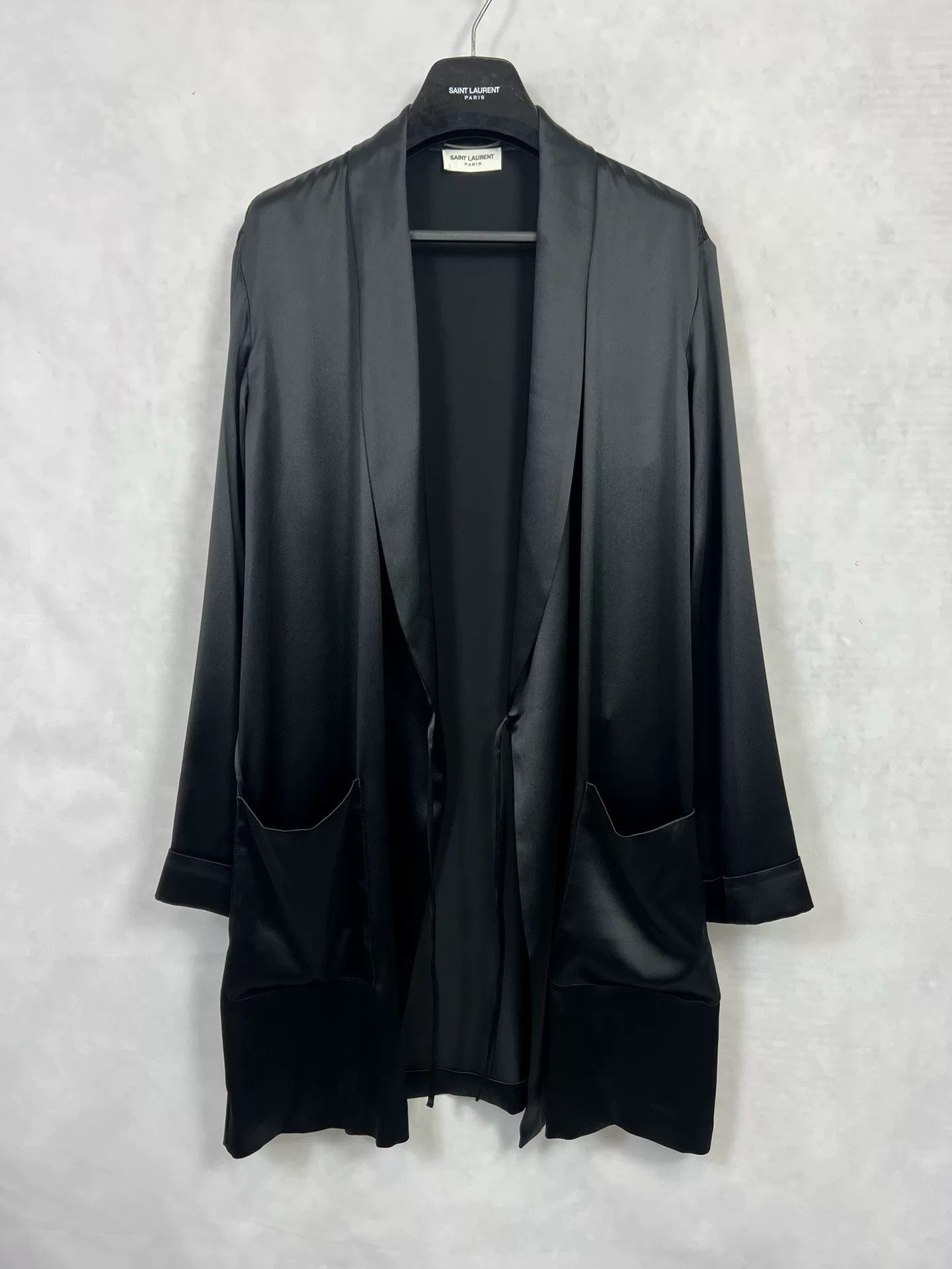 Saint Laurent Paris Saint Laurent Silk Black Drape Cardigan Size L / US 10 / IT 46 - 2 Thumbnail