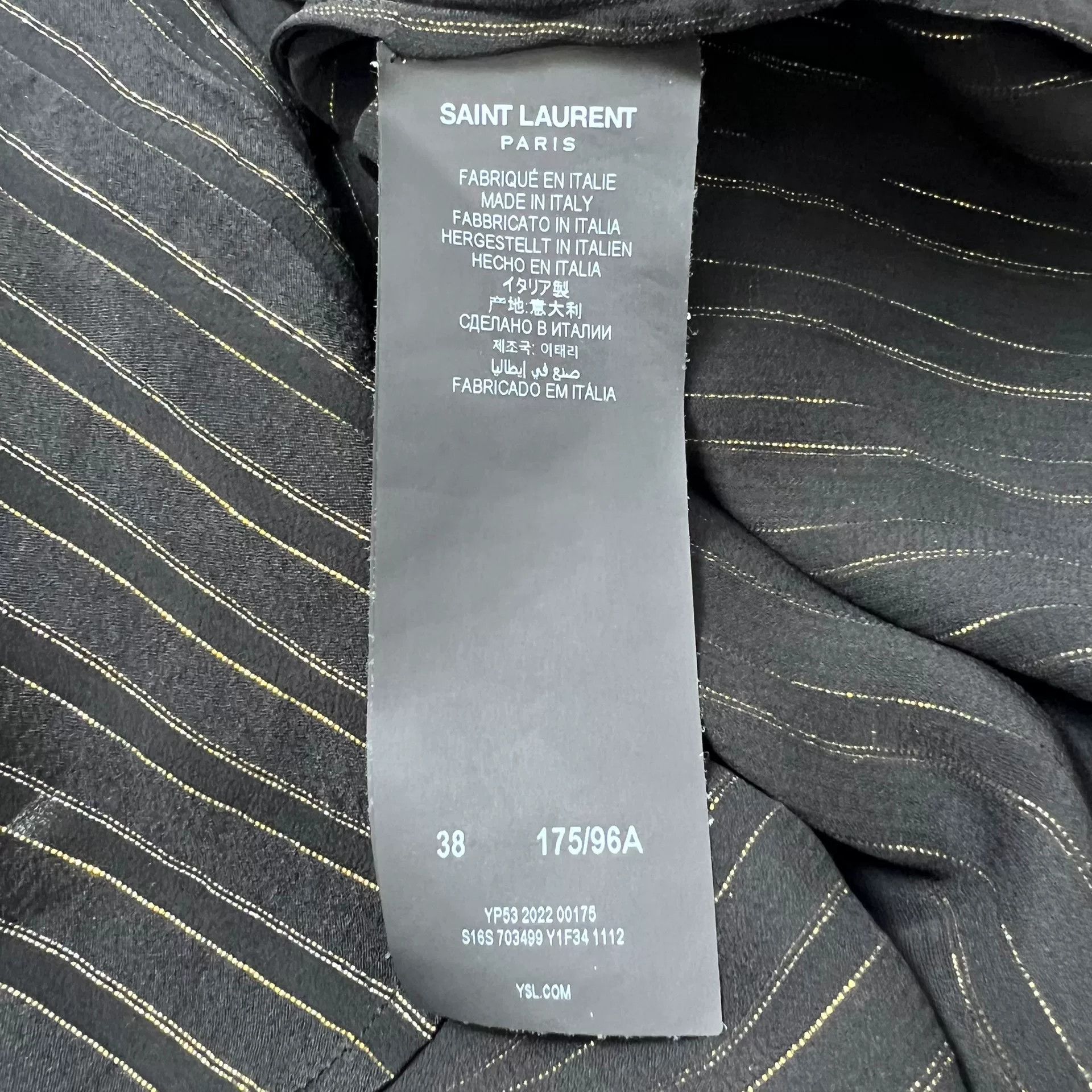 Saint Laurent Paris Saint Laurent Black Gold Stripe Shirt Size US S / EU 44-46 / 1 - 6 Thumbnail