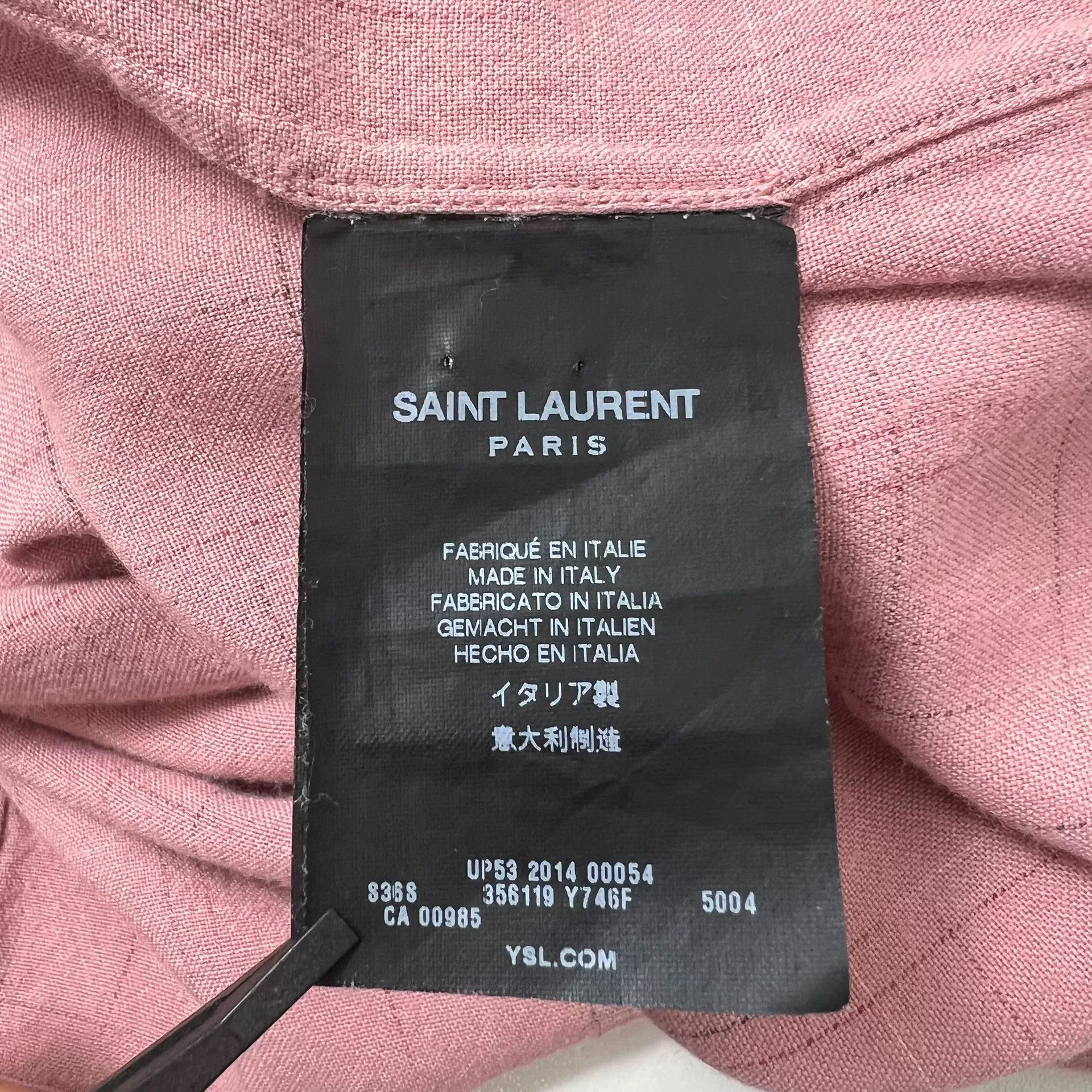 Saint Laurent Paris Saint Laurent Pink Bamboo Stripe Shirt Size XS / US 0-2 / IT 36-38 - 5 Thumbnail