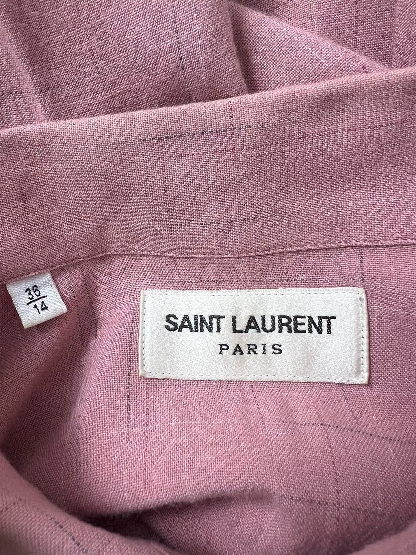 Saint Laurent Paris Saint Laurent Pink Bamboo Stripe Shirt Size XS / US 0-2 / IT 36-38 - 4 Thumbnail