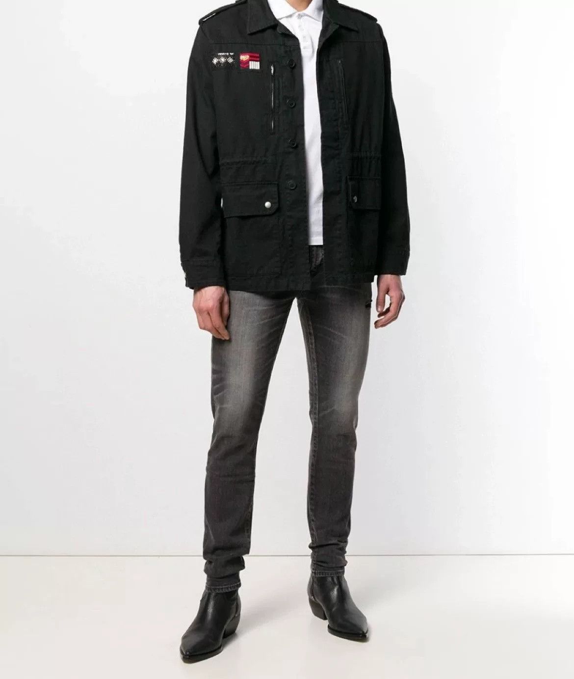 Saint Laurent Paris Saint Laurent Black Military Jacket with Badge Size US M / EU 48-50 / 2 - 7 Thumbnail