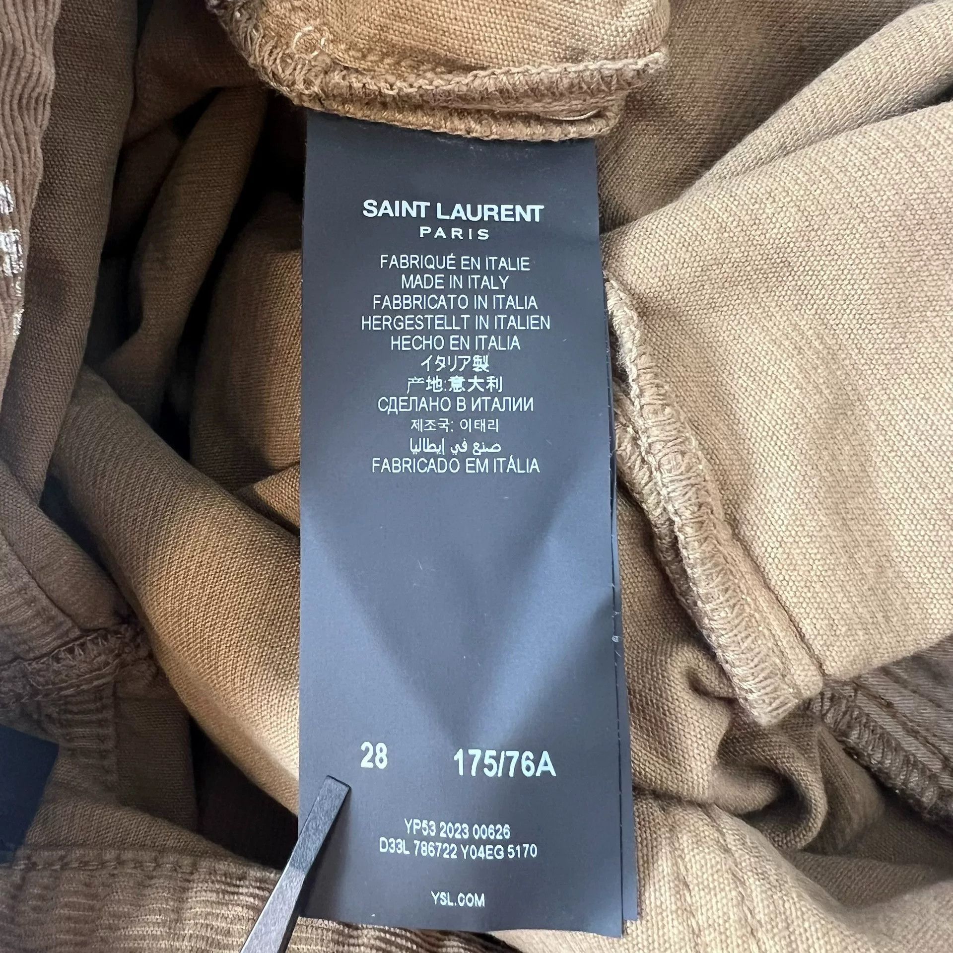 Saint Laurent Paris Saint Laurent Khaki Wide-Leg Corduroy Pants Size US 28 / EU 44 - 6 Thumbnail