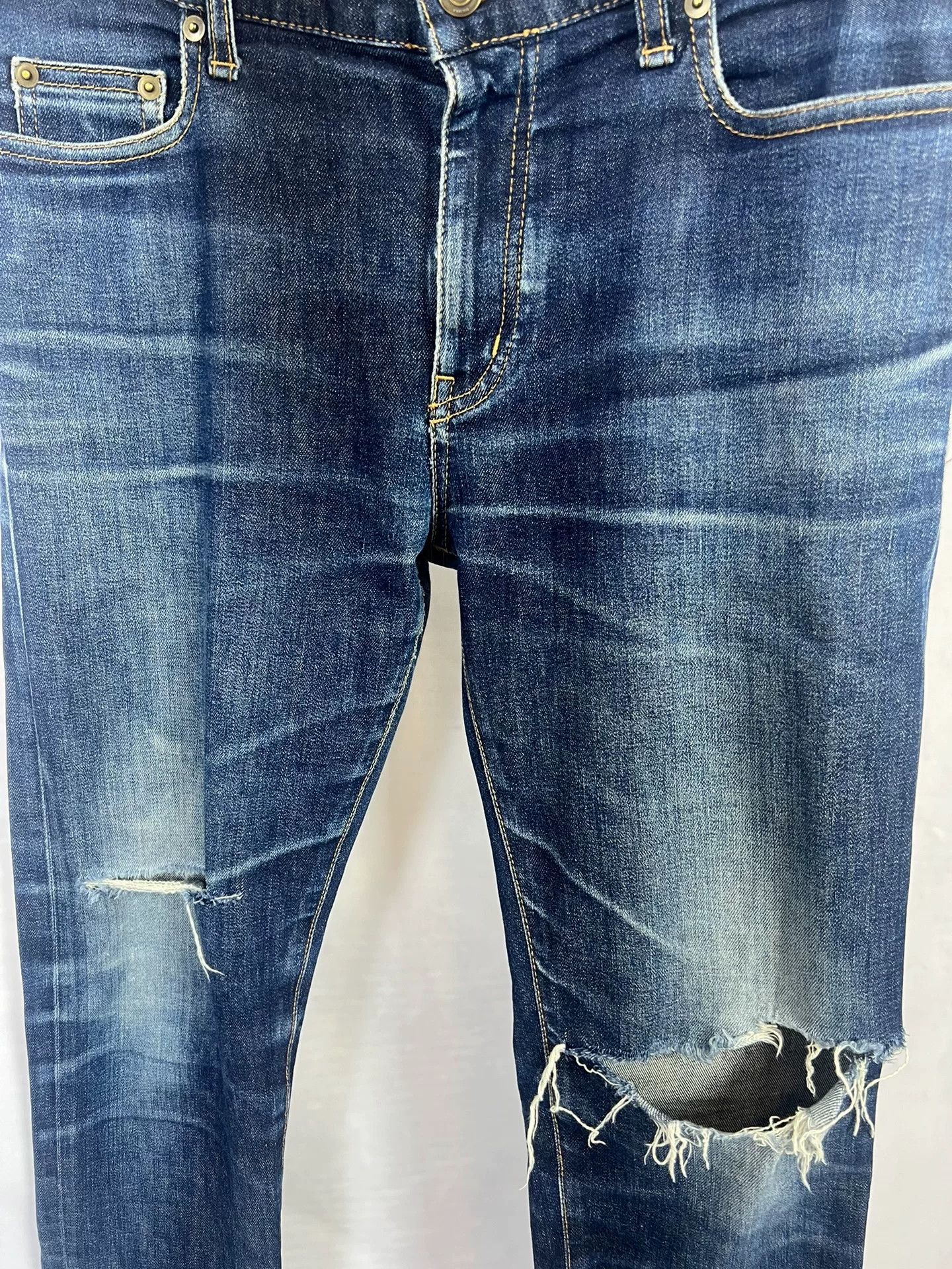 Saint Laurent Paris Saint Laurent Blue Distressed Denim Pants Size US 31 - 3 Thumbnail
