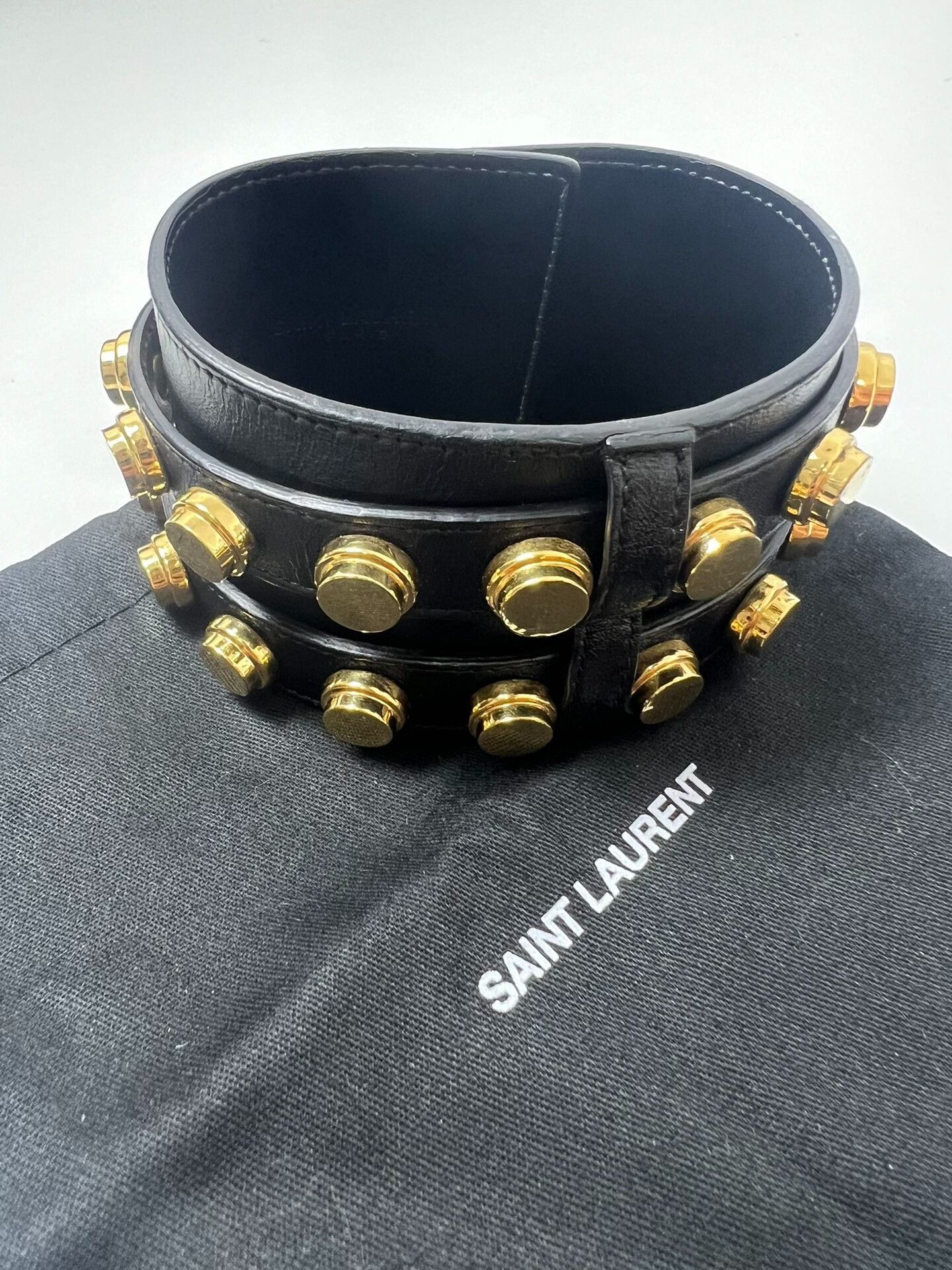 Saint Laurent Paris Saint Laurent Double Buckle Leather Bracelet Size ONE SIZE - 3 Thumbnail