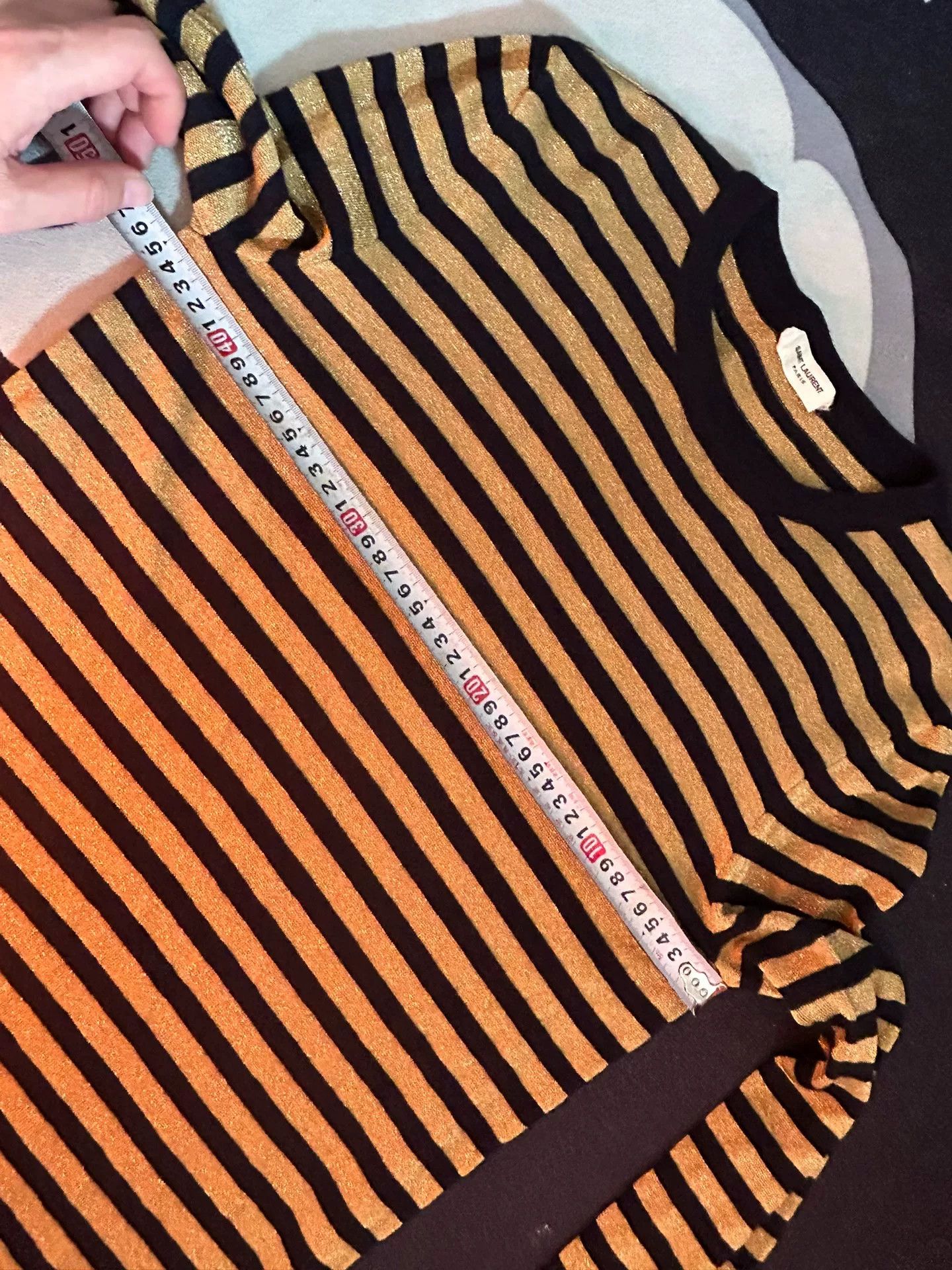 Saint Laurent Paris Saint Laurent Gold Stripe Knit Sweater Size US S / EU 44-46 / 1 - 5 Thumbnail