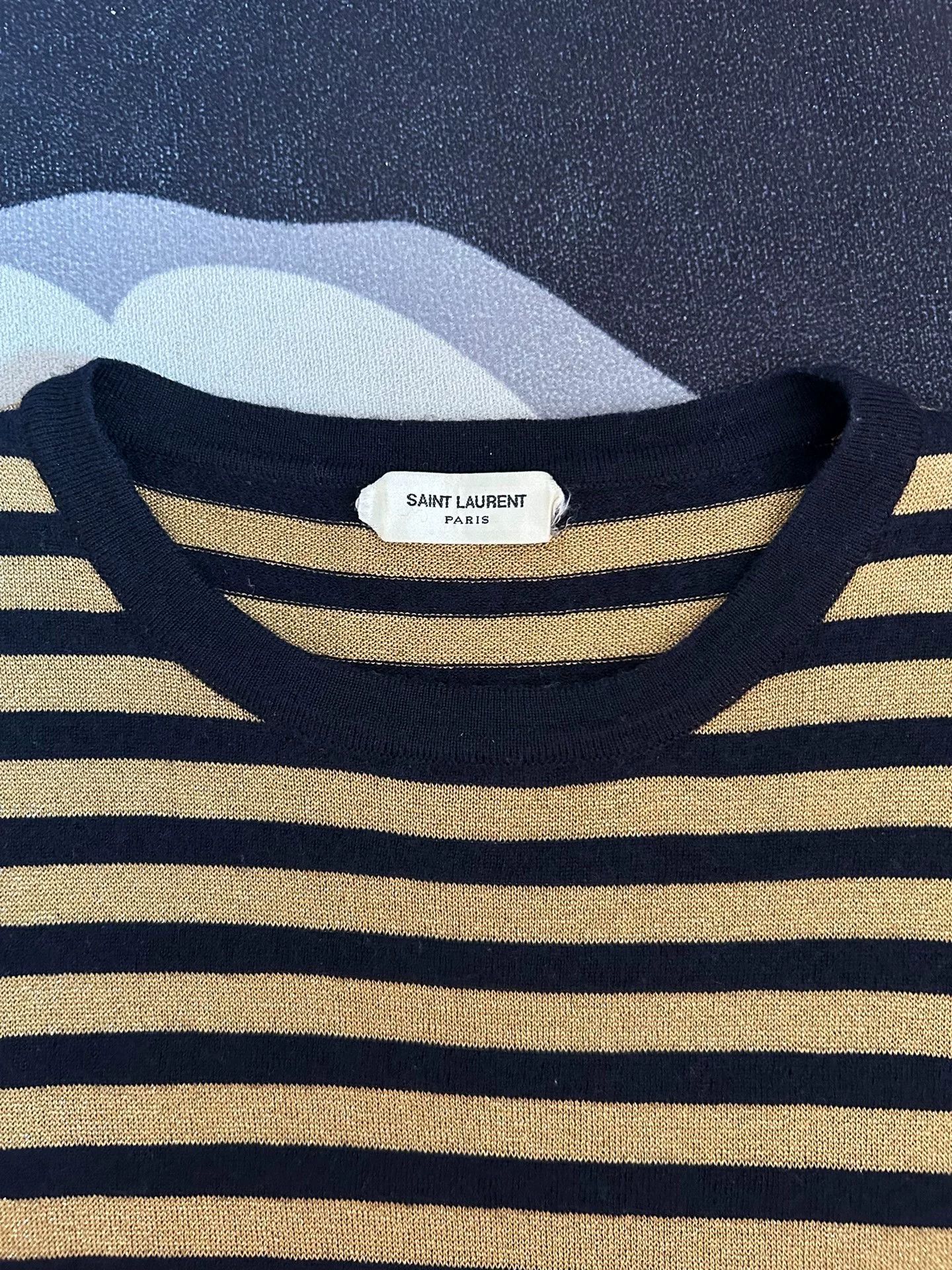 Saint Laurent Paris Saint Laurent Gold Stripe Knit Sweater Size US S / EU 44-46 / 1 - 2 Thumbnail