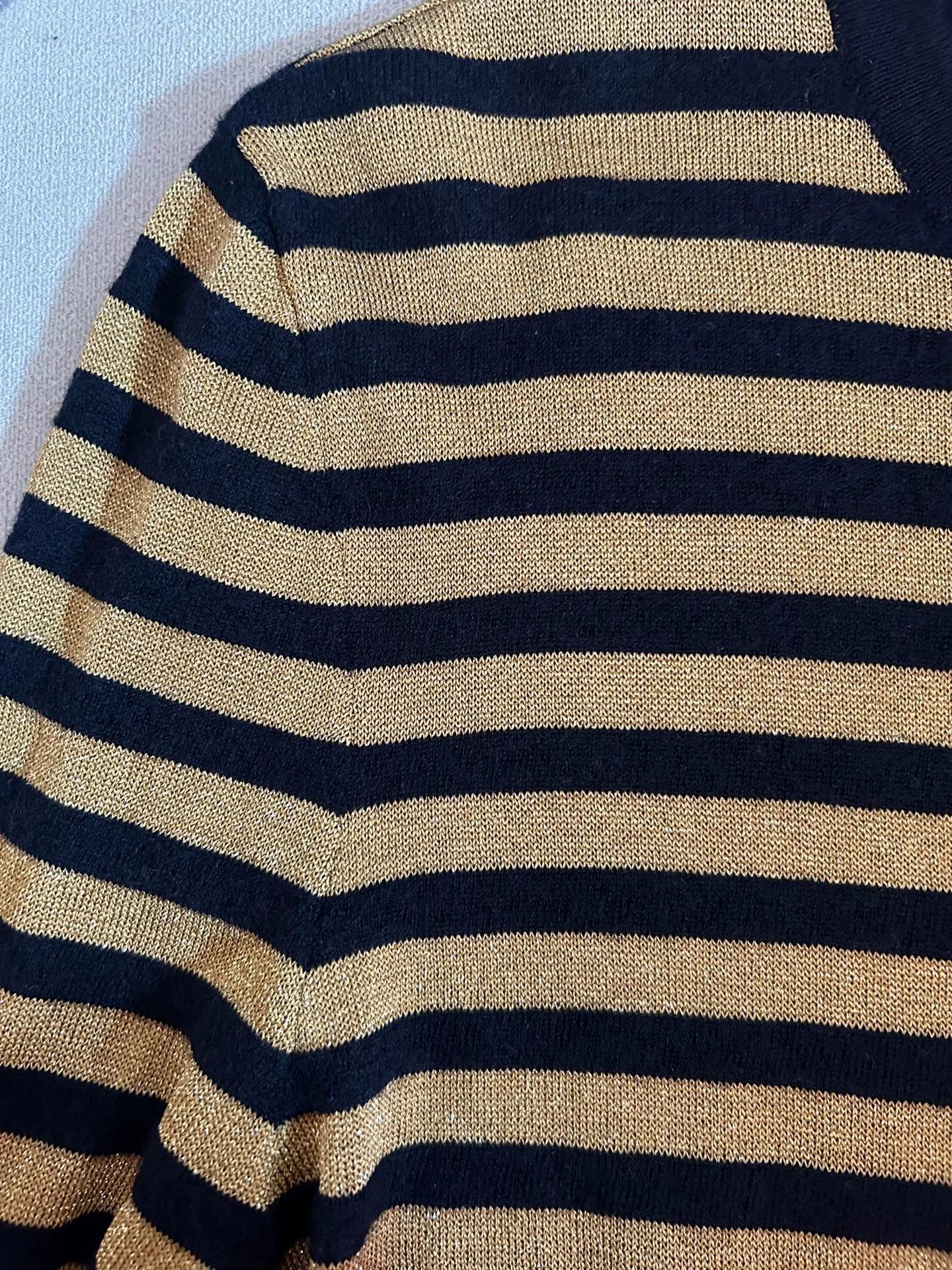 Saint Laurent Paris Saint Laurent Gold Stripe Knit Sweater Size US S / EU 44-46 / 1 - 3 Thumbnail