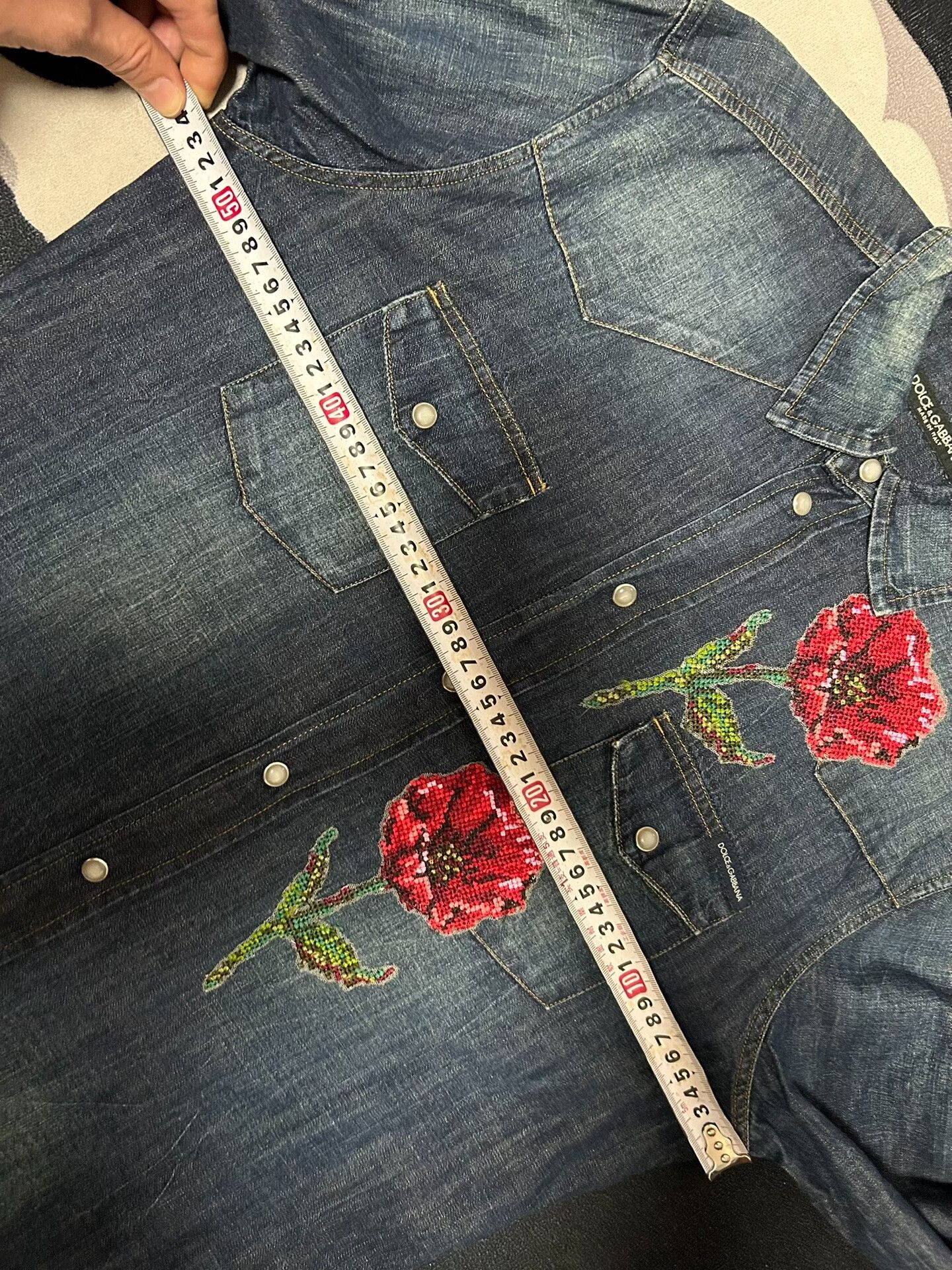 Dolce & Gabbana Dolce & Gabbana Floral Denim Shirt Size US XXL / EU 58 / 5 - 6 Thumbnail
