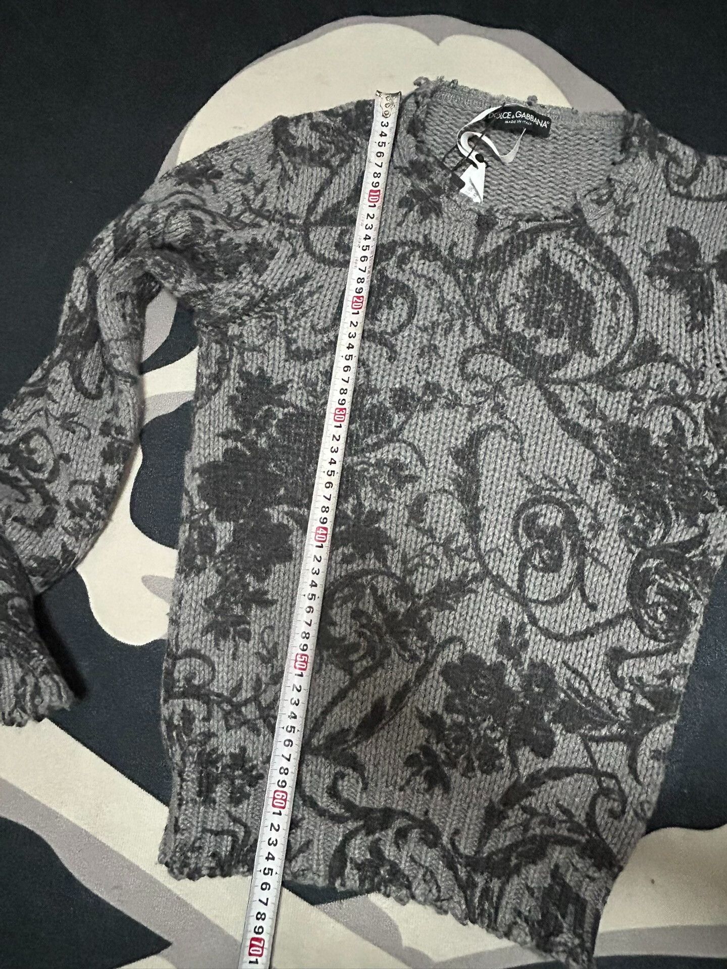 Dolce & Gabbana Dolce & Gabbana Knit Sweater with Iris Pattern Size L / US 10 / IT 46 - 6 Thumbnail