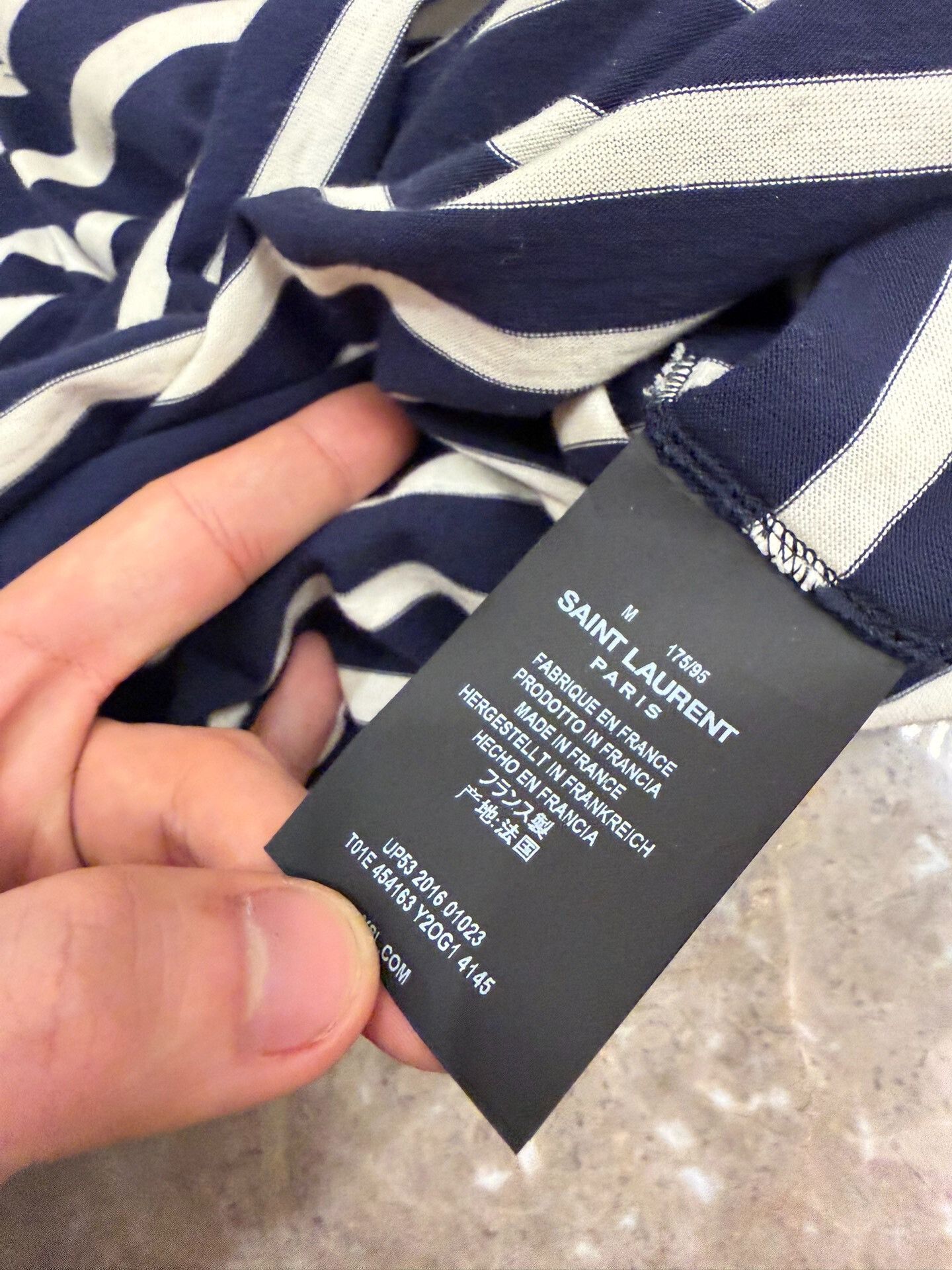 Saint Laurent Paris Saint Laurent Navy Striped Tee Size US M / EU 48-50 / 2 - 6 Thumbnail