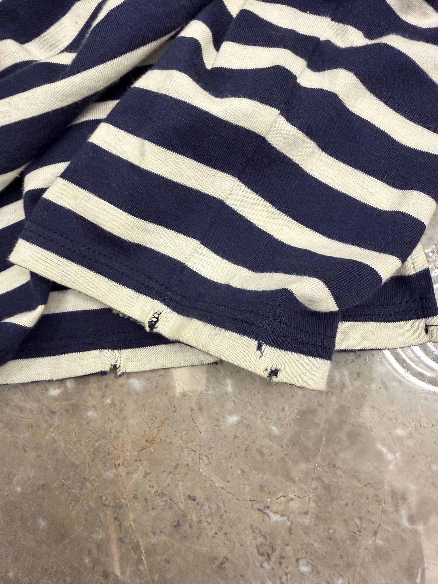 Saint Laurent Paris Saint Laurent Navy Striped Tee Size US M / EU 48-50 / 2 - 4 Thumbnail