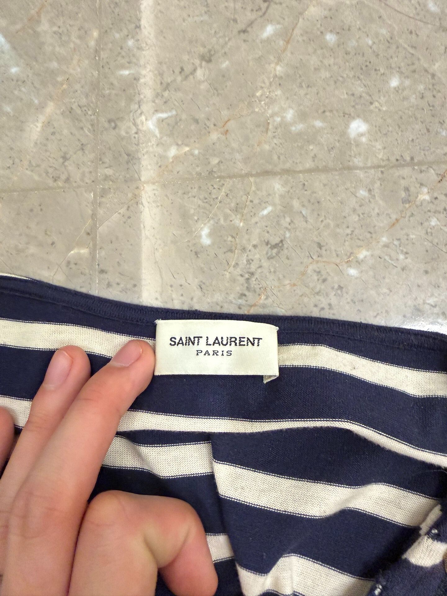 Saint Laurent Paris Saint Laurent Navy Striped Tee Size US M / EU 48-50 / 2 - 5 Thumbnail