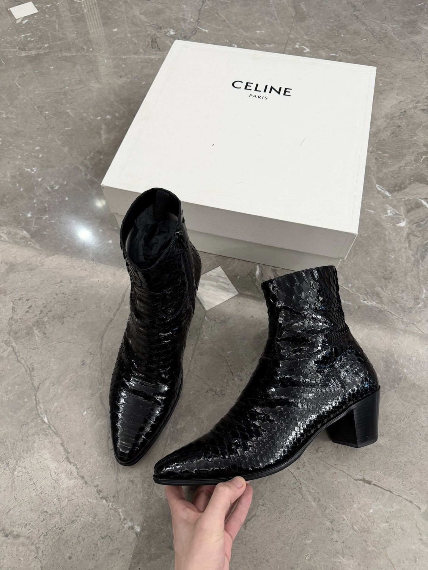 Celine Celine Python Leather Chelsea Boots Size US 9 / EU 42 - 2 Thumbnail