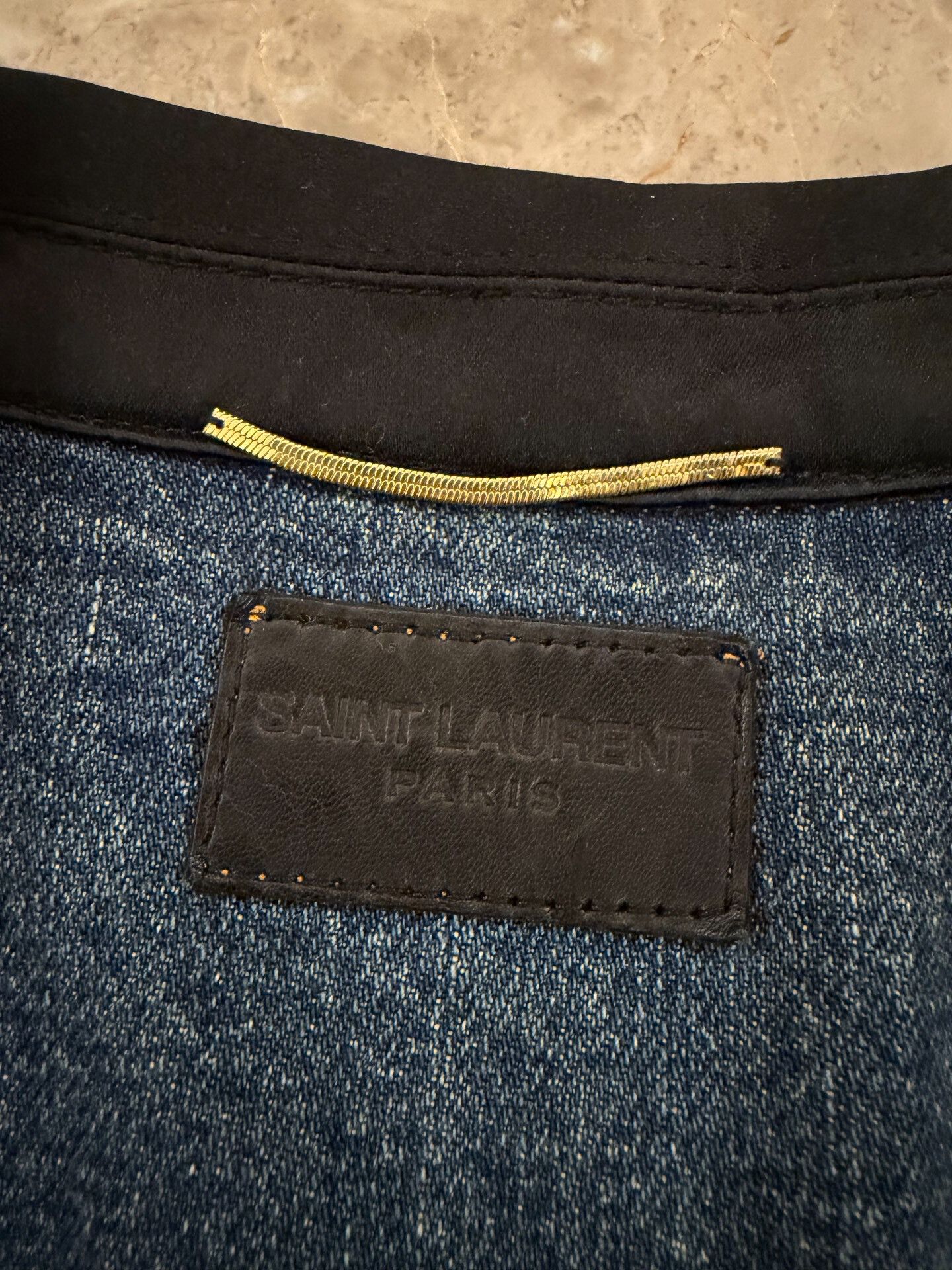Saint Laurent Paris Saint Laurent Denim Vest with Silk Collar Size US XS / EU 42 / 0 - 7 Thumbnail