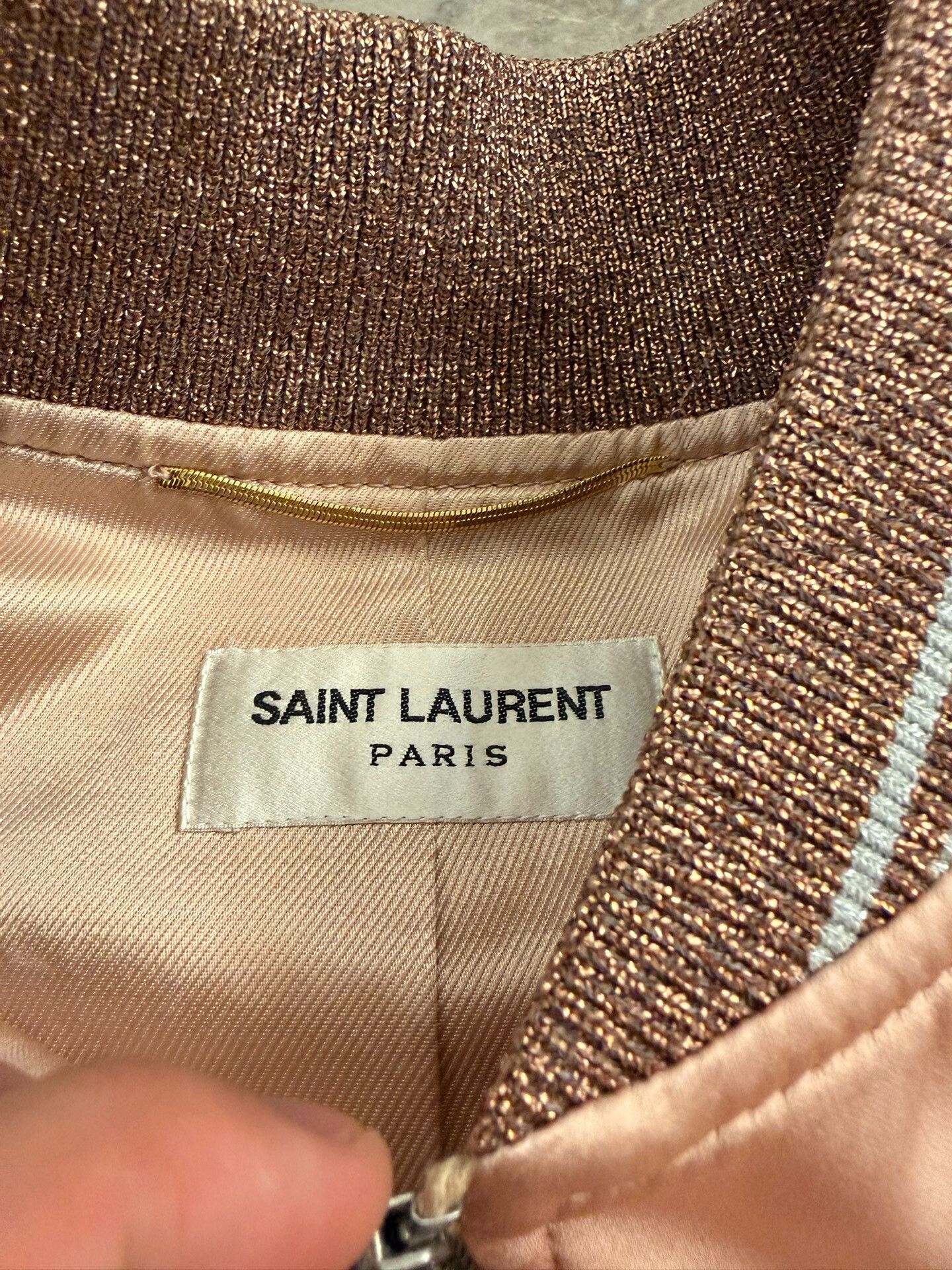 Saint Laurent Paris Pink Satin Baseball Jacket with Cloud Design Size US S / EU 44-46 / 1 - 2 Thumbnail