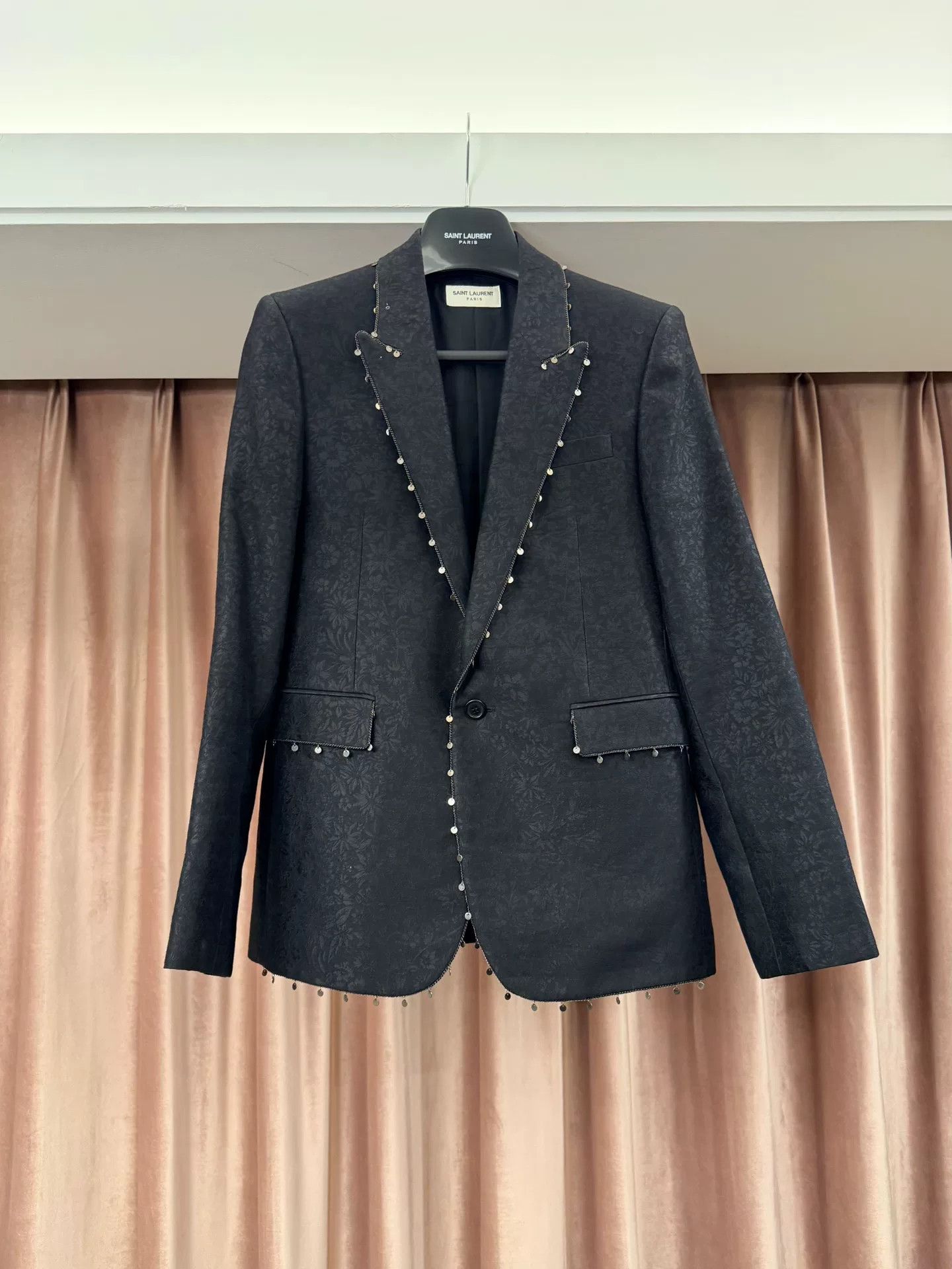Saint Laurent Paris Saint Laurent Black Floral Pattern Blazer Size US S / EU 44-46 / 1 - 2 Thumbnail