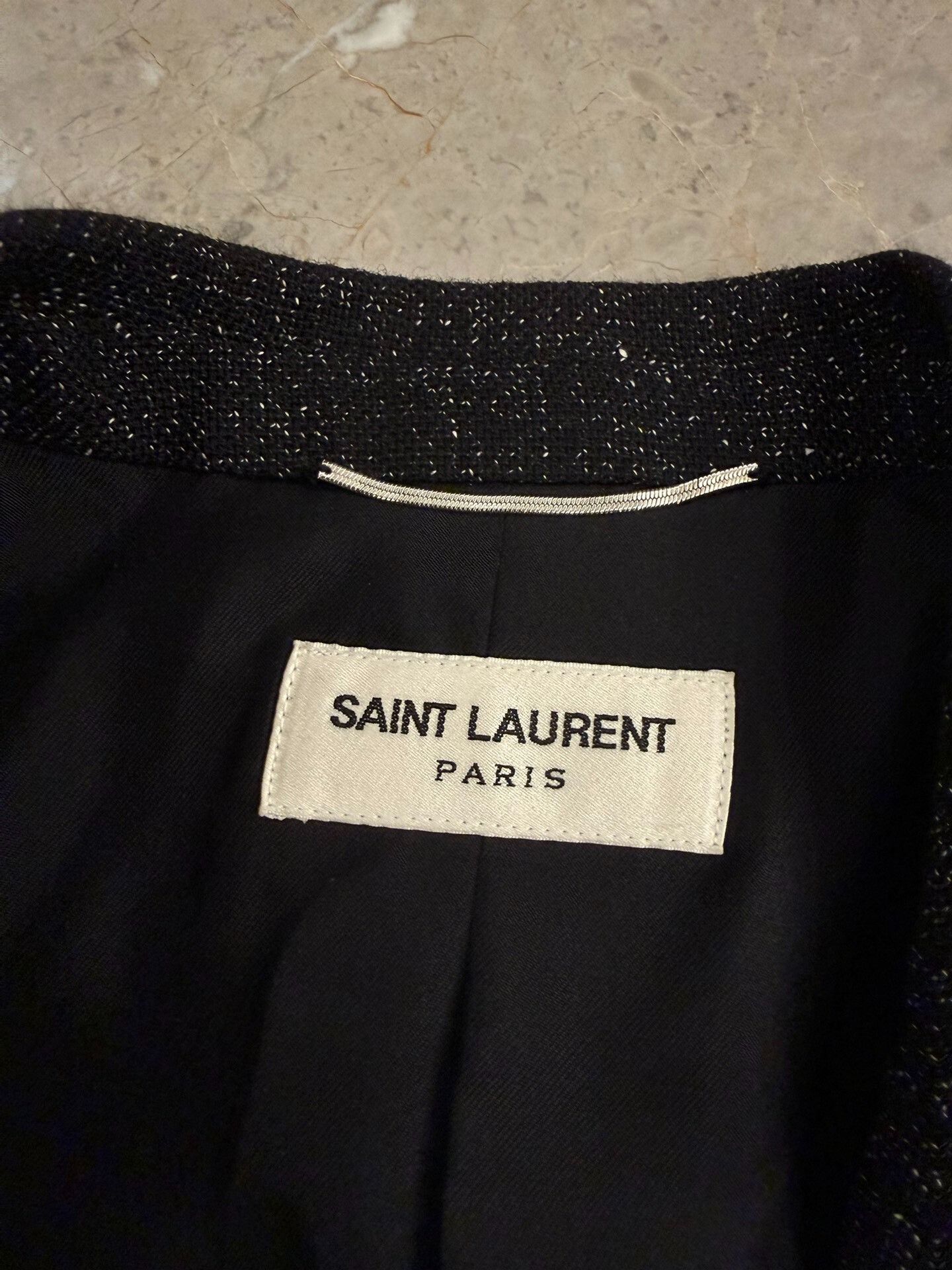 Saint Laurent Paris Saint Laurent Black Wool-Linen Blazer Size US S / EU 44-46 / 1 - 5 Thumbnail