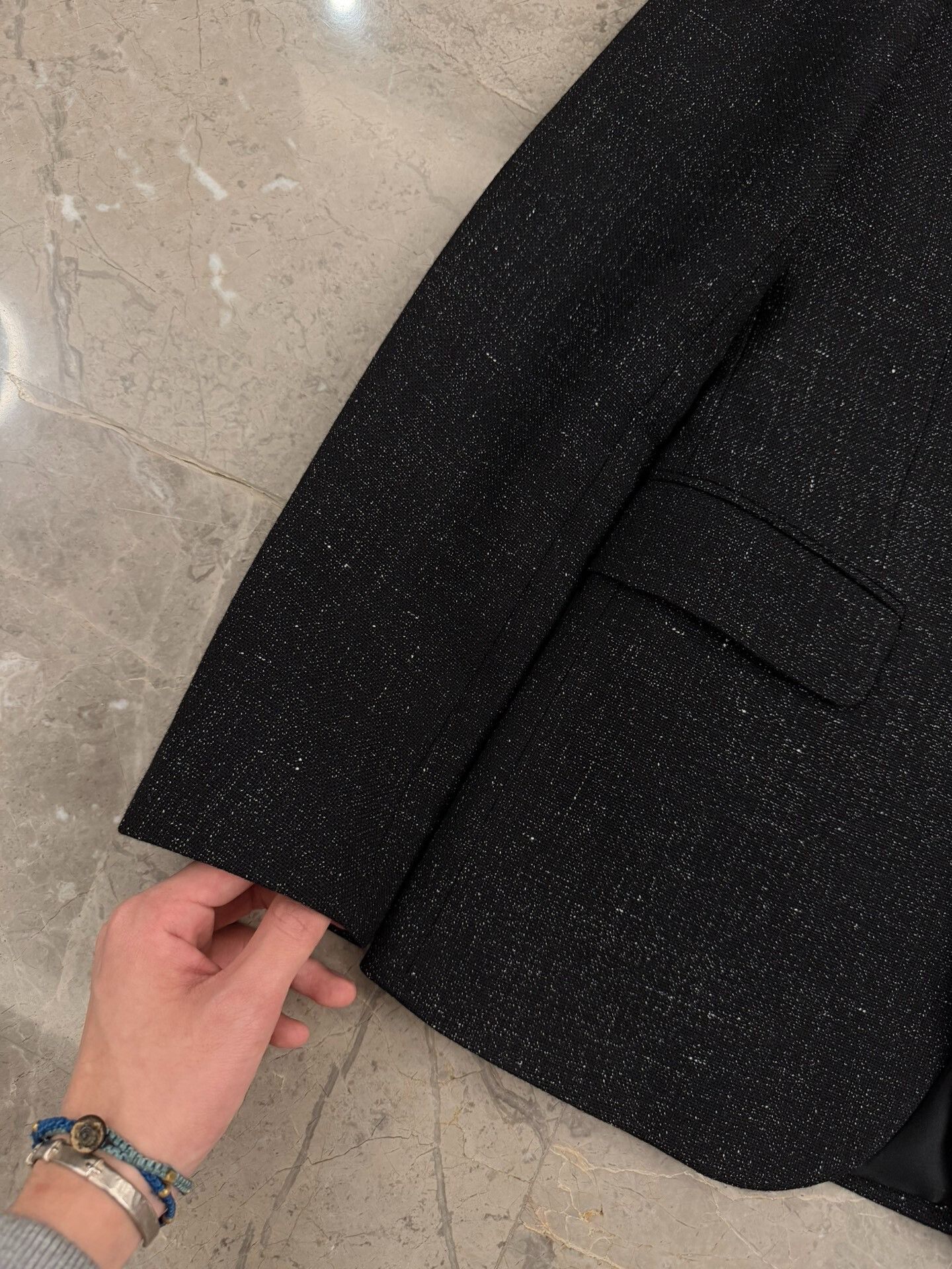 Saint Laurent Paris Saint Laurent Black Wool-Linen Blazer Size US S / EU 44-46 / 1 - 3 Thumbnail