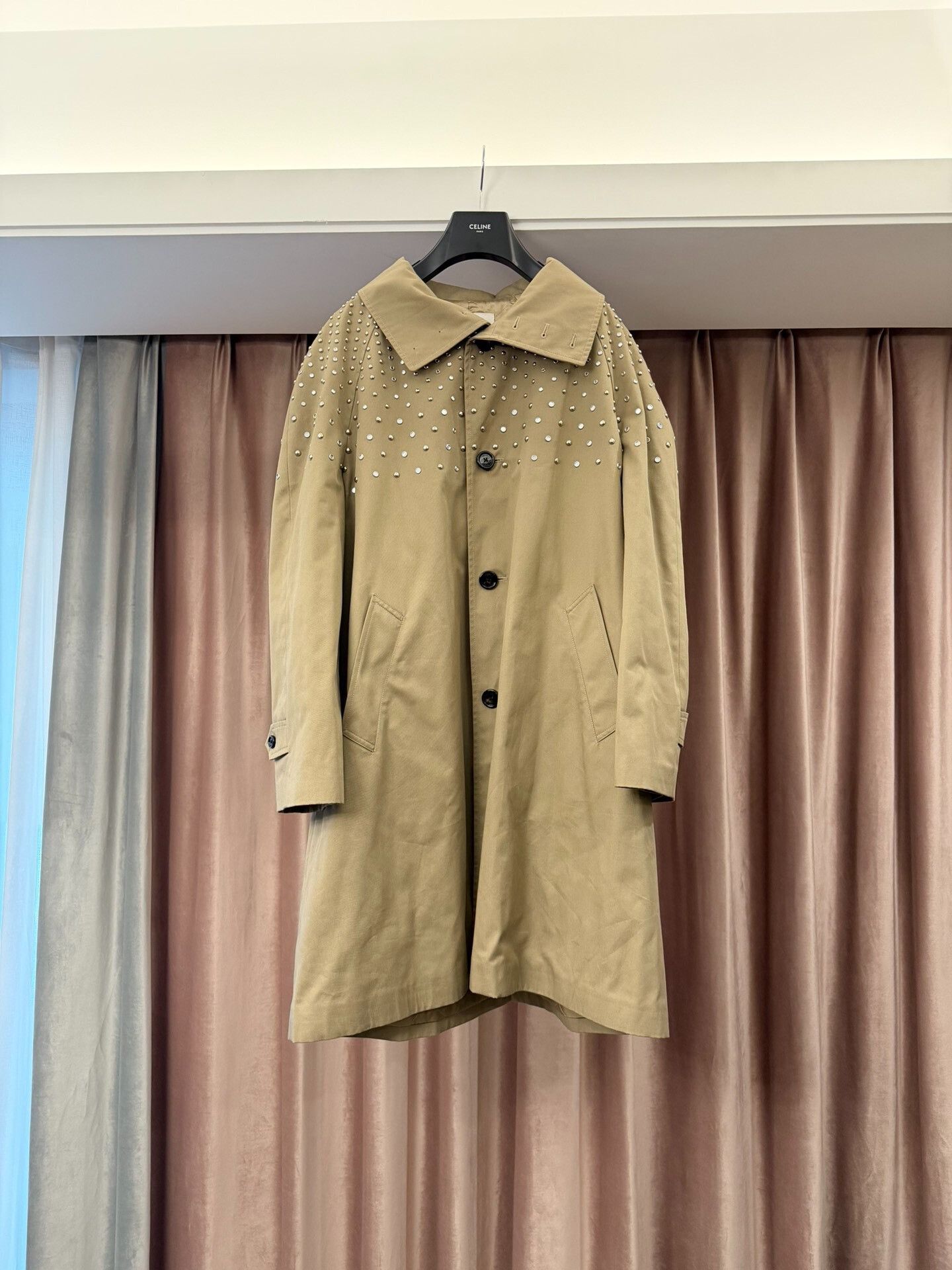 Celine Celine Hedi Slimane Studded Trench Coat Size L / US 10 / IT 46 - 3 Thumbnail
