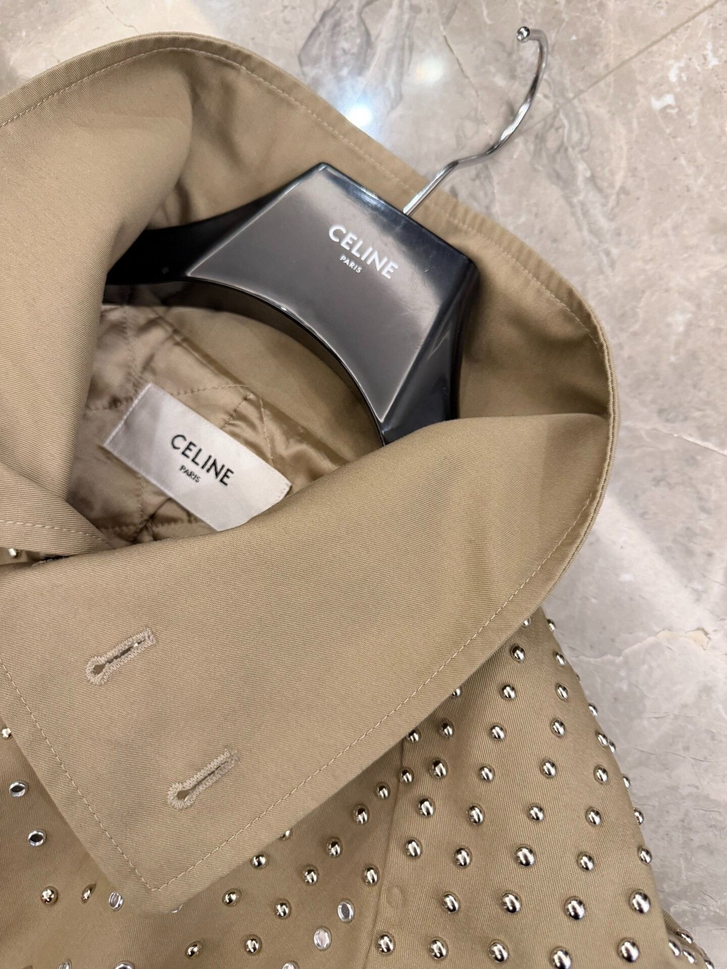 Celine Celine Hedi Slimane Studded Trench Coat Size L / US 10 / IT 46 - 6 Thumbnail