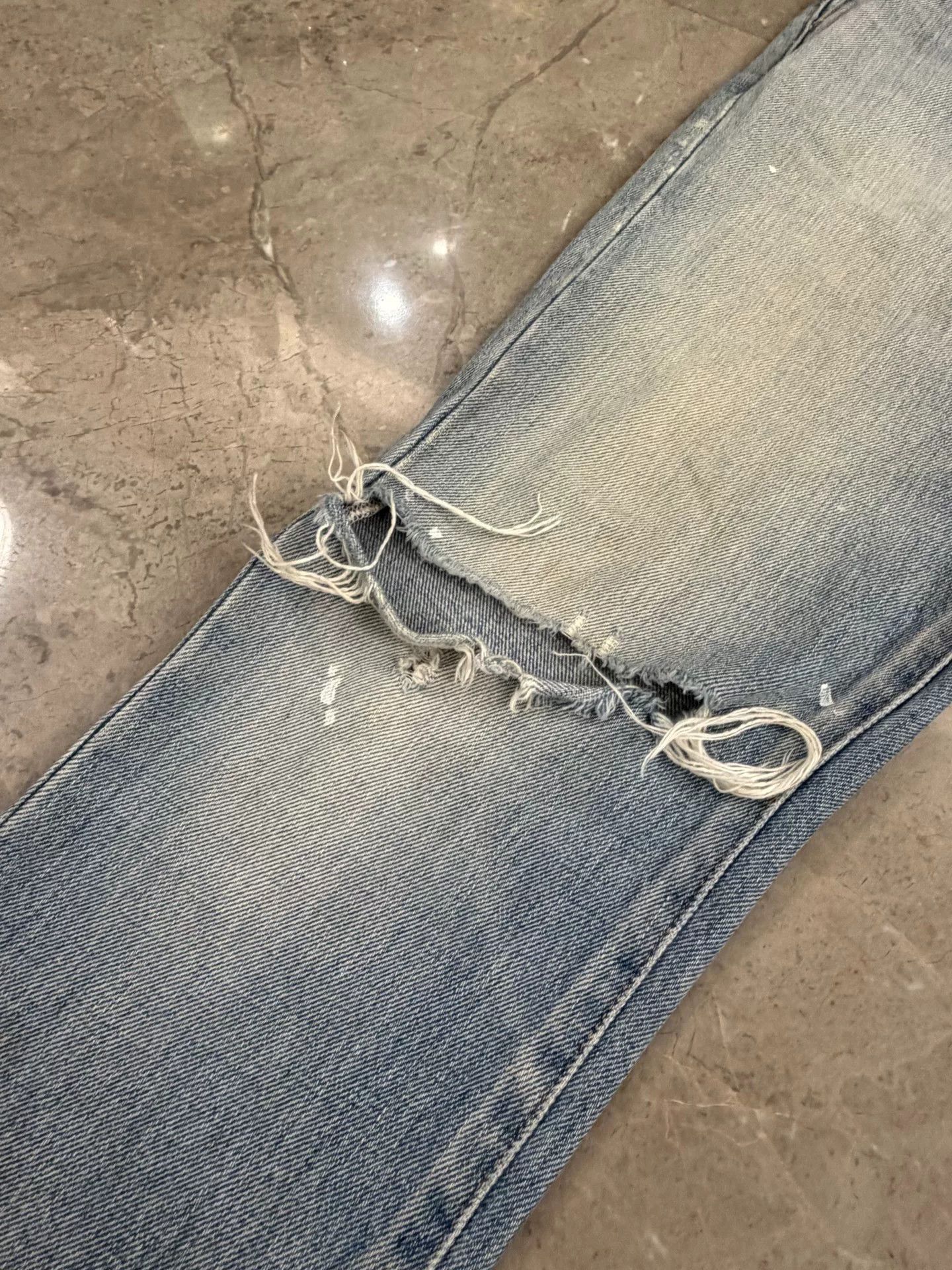Saint Laurent Paris Saint Laurent Blue Distressed Denim Pants Size US 29 - 3 Thumbnail
